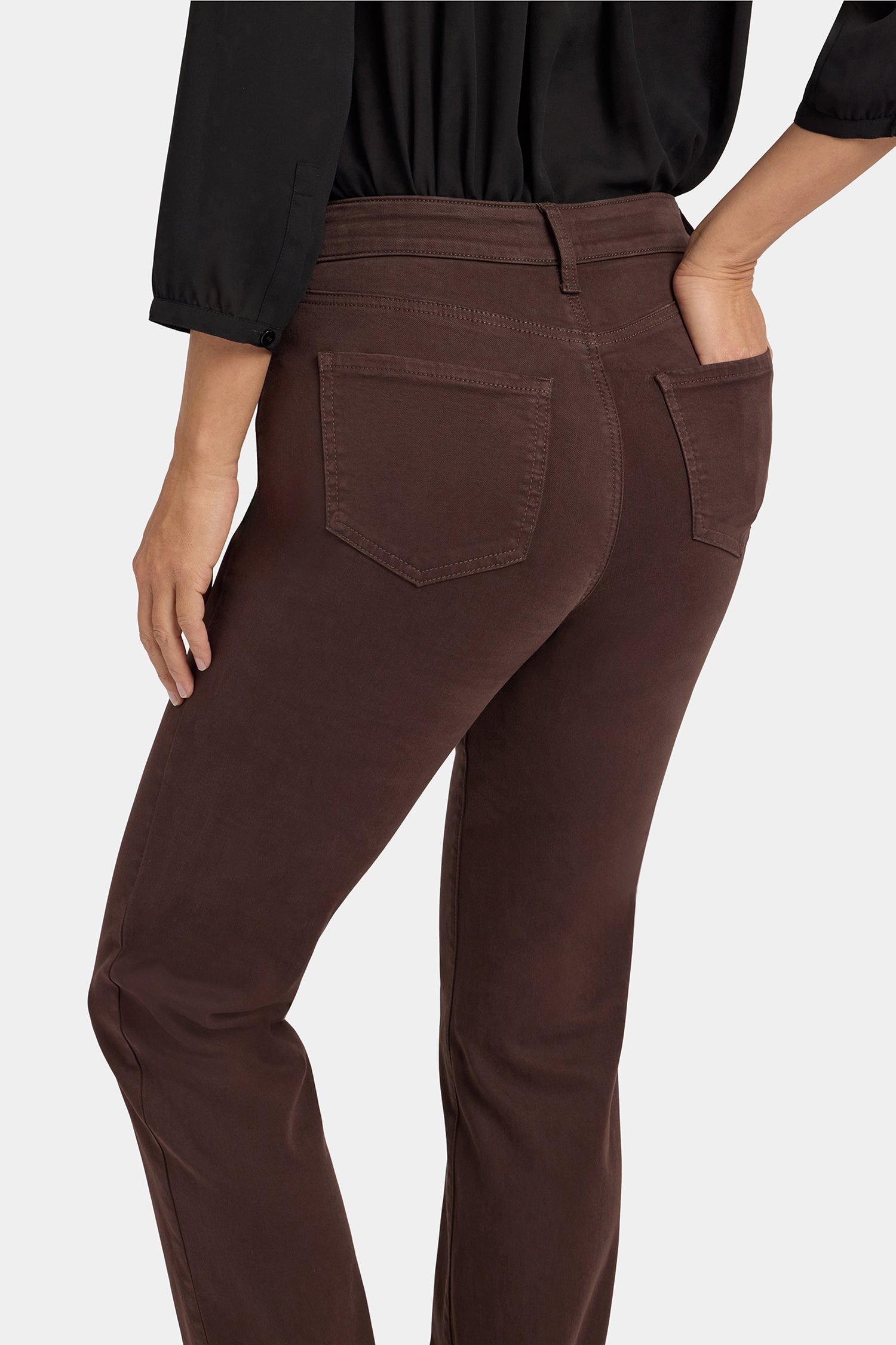 NYDJ Marilyn Straight Jeans With High Rise And 31" Inseam - Bitter Chocolate