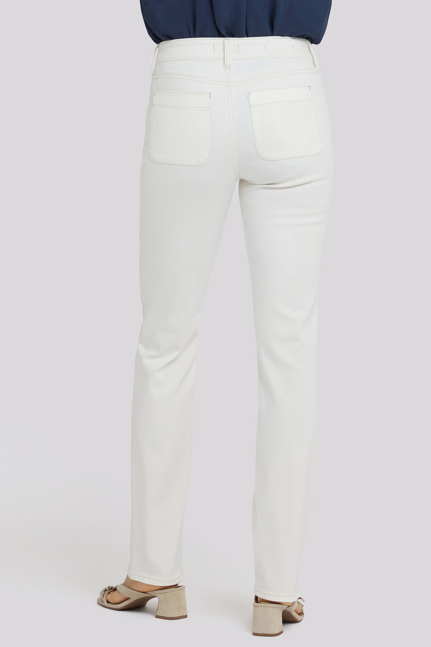 NYDJ Marilyn Straight Jeans In Tall With Front Button Patch Pockets And 34