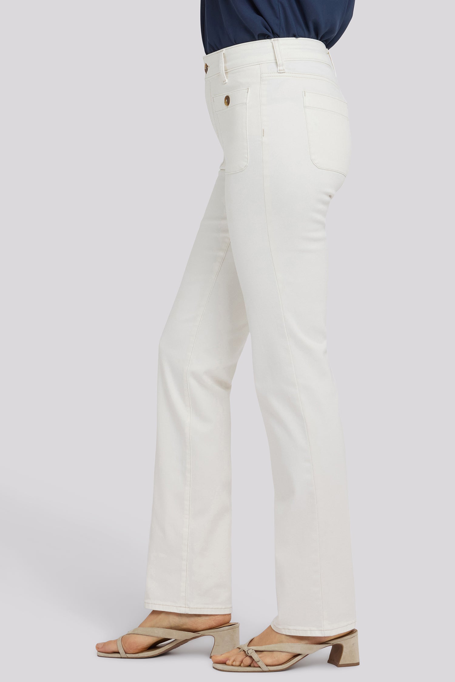 NYDJ Marilyn Straight Jeans In Tall With Front Button Patch Pockets And 34