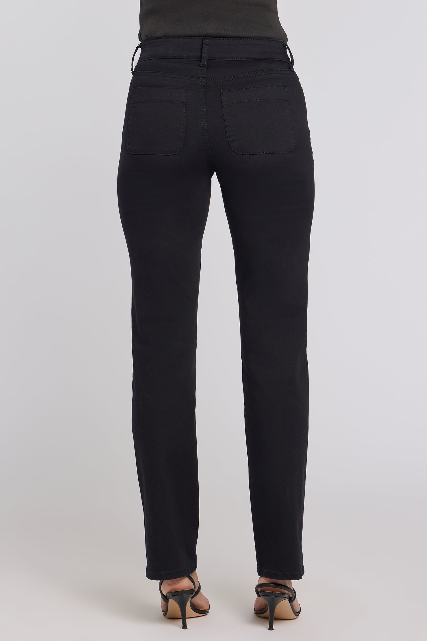NYDJ Marilyn Straight Jeans With Front Button Patch Pockets - Black