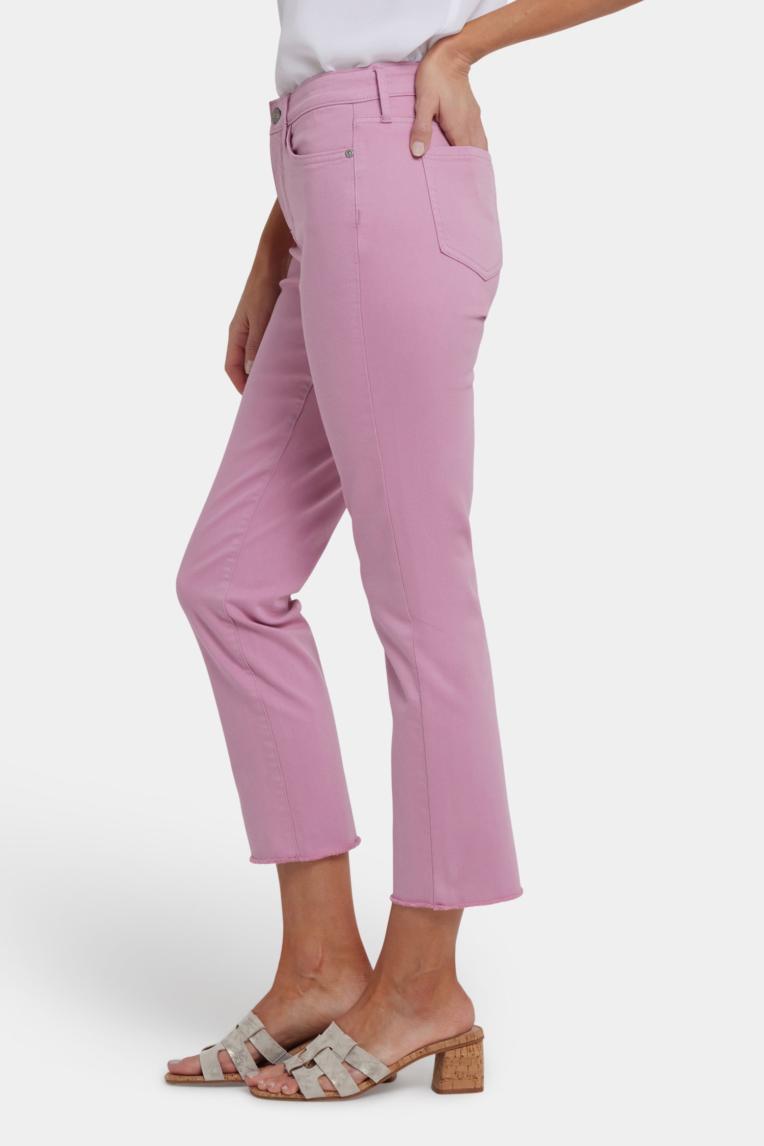 NYDJ Sheri Slim Ankle Jeans With Frayed Hems - Ballet