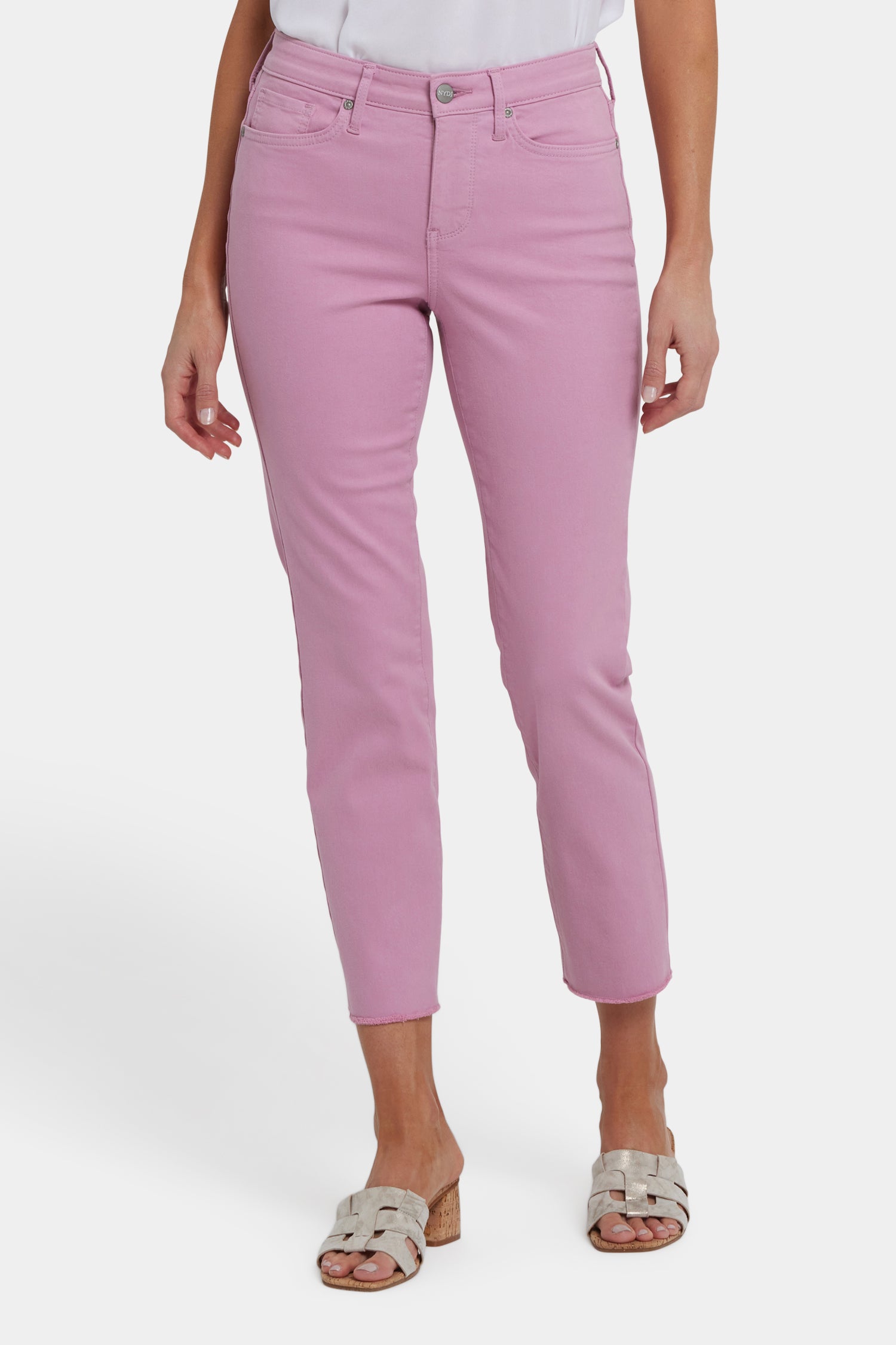 NYDJ Sheri Slim Ankle Jeans With Frayed Hems - Ballet