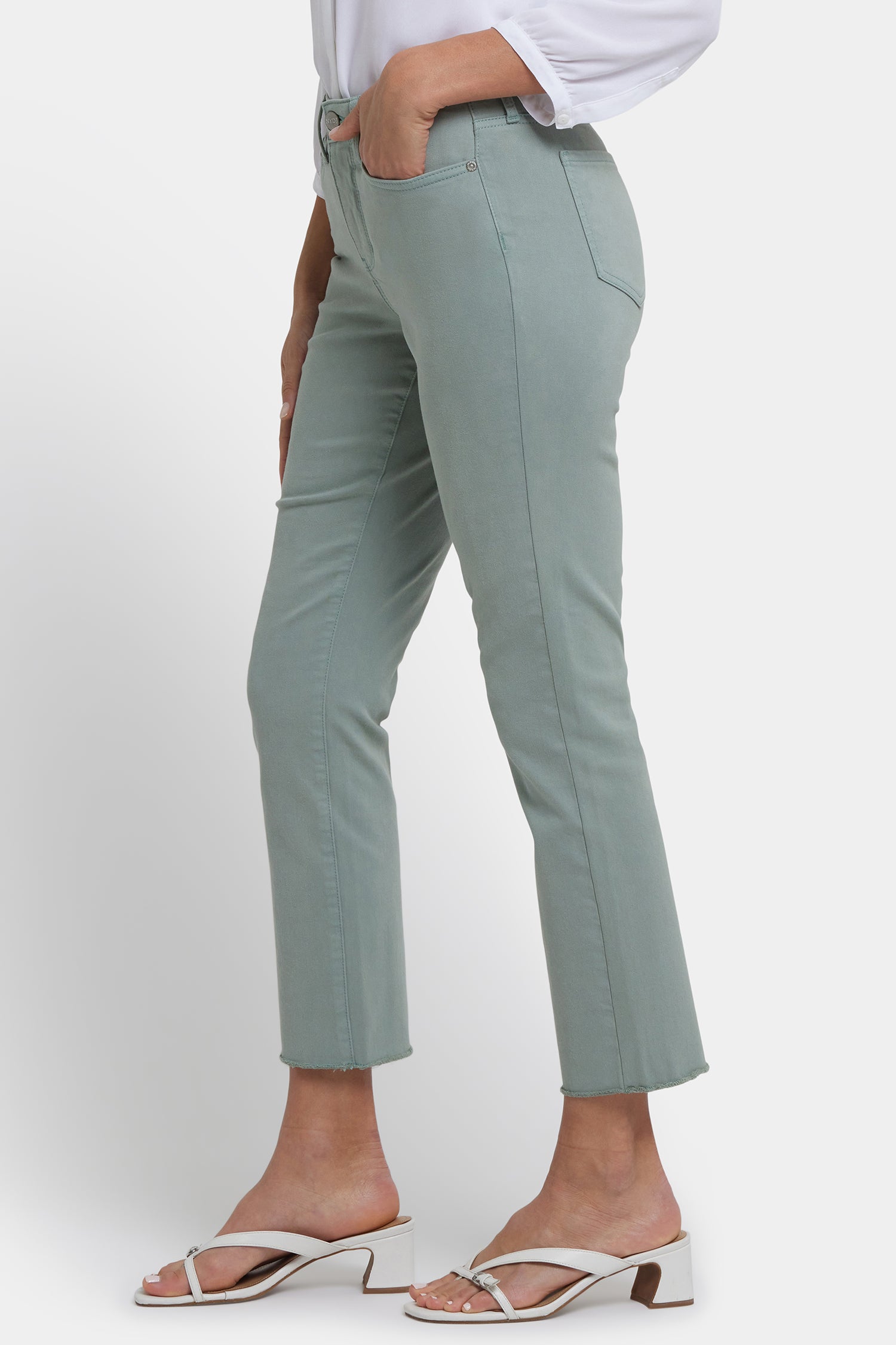 NYDJ Sheri Slim Ankle Jeans With Frayed Hems - Mistletoe