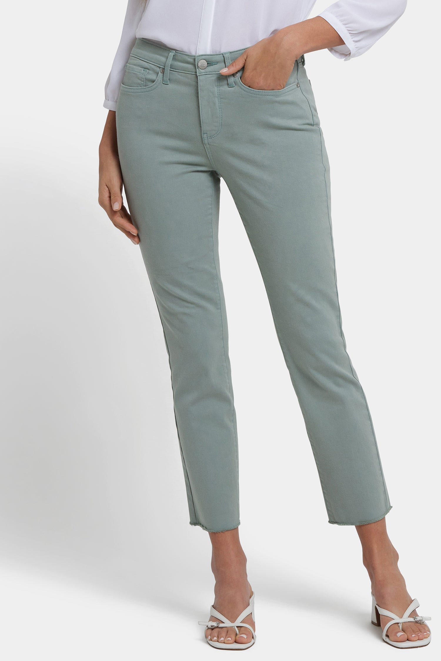 NYDJ Sheri Slim Ankle Jeans With Frayed Hems - Mistletoe