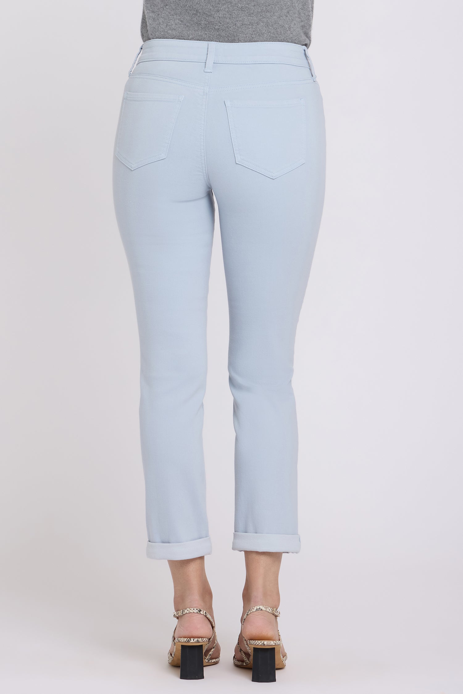 NYDJ Sheri Slim Straight Ankle Jeans With Roll Cuffs - Blue Clover