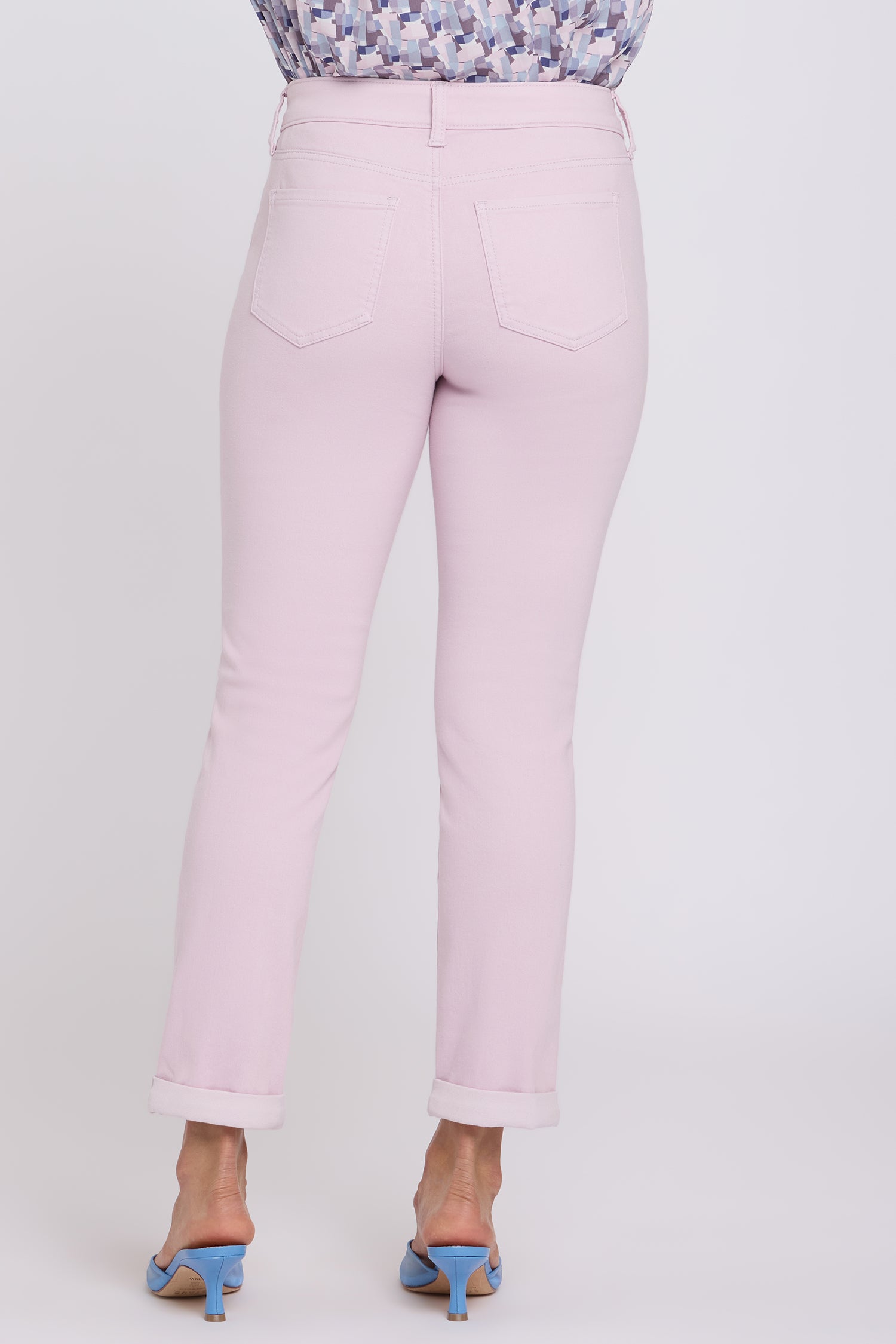 NYDJ Sheri Slim Straight Ankle Jeans With Roll Cuffs - Light Lilac