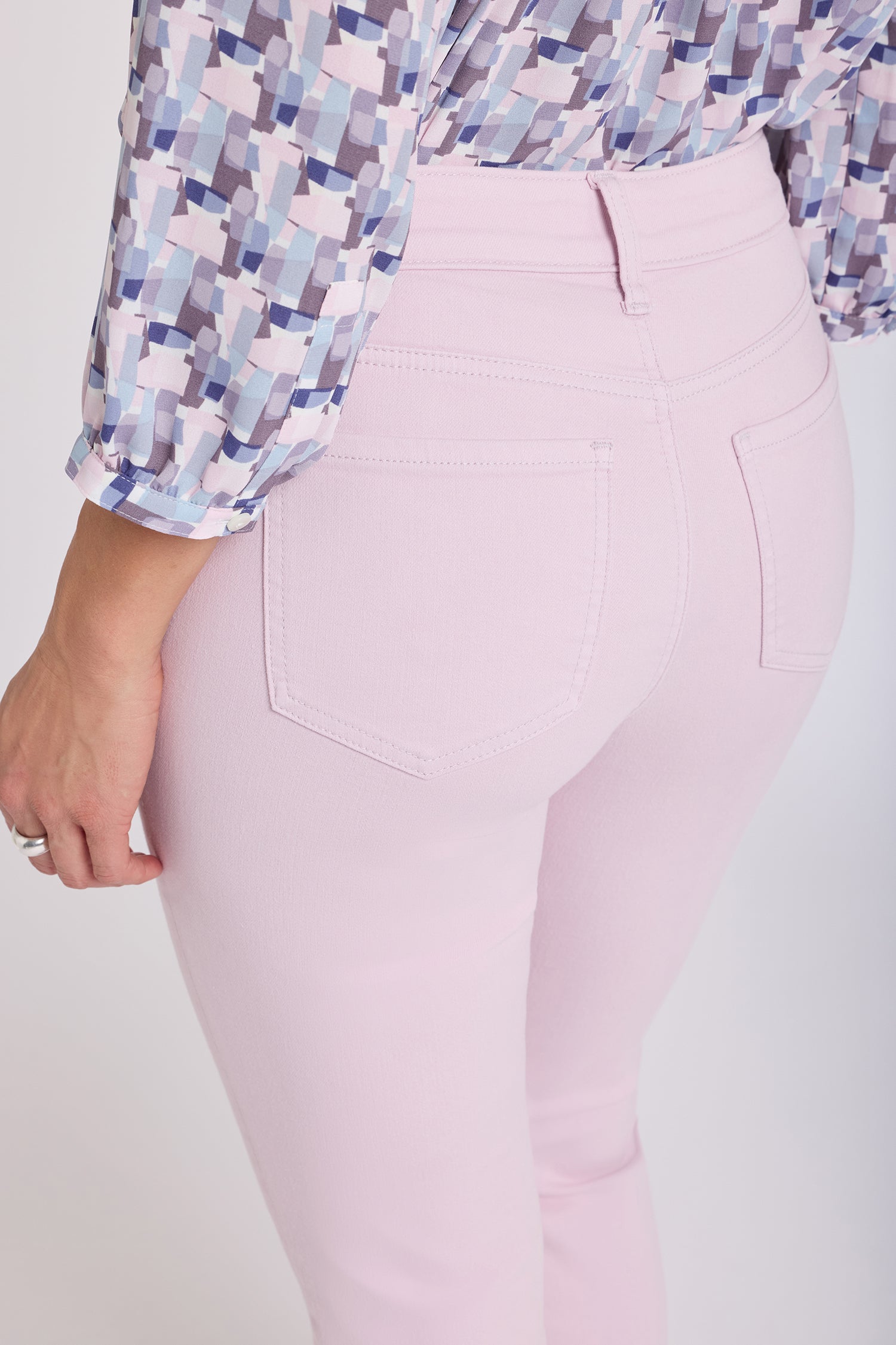 NYDJ Sheri Slim Straight Ankle Jeans With Roll Cuffs - Light Lilac