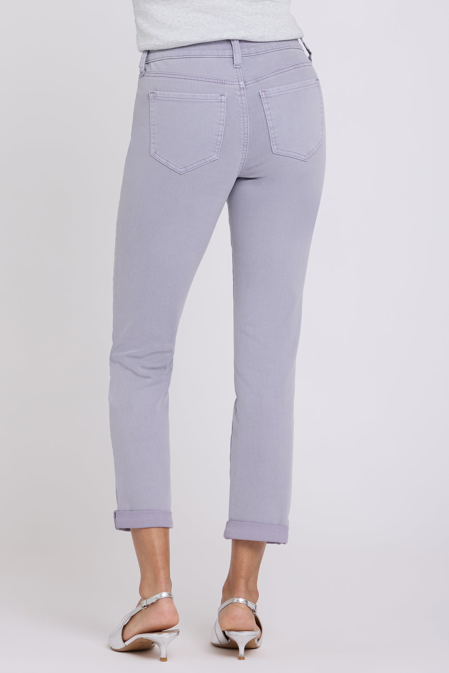 NYDJ Sheri Slim Straight Ankle Jeans With Roll Cuffs - Vintage Lavender