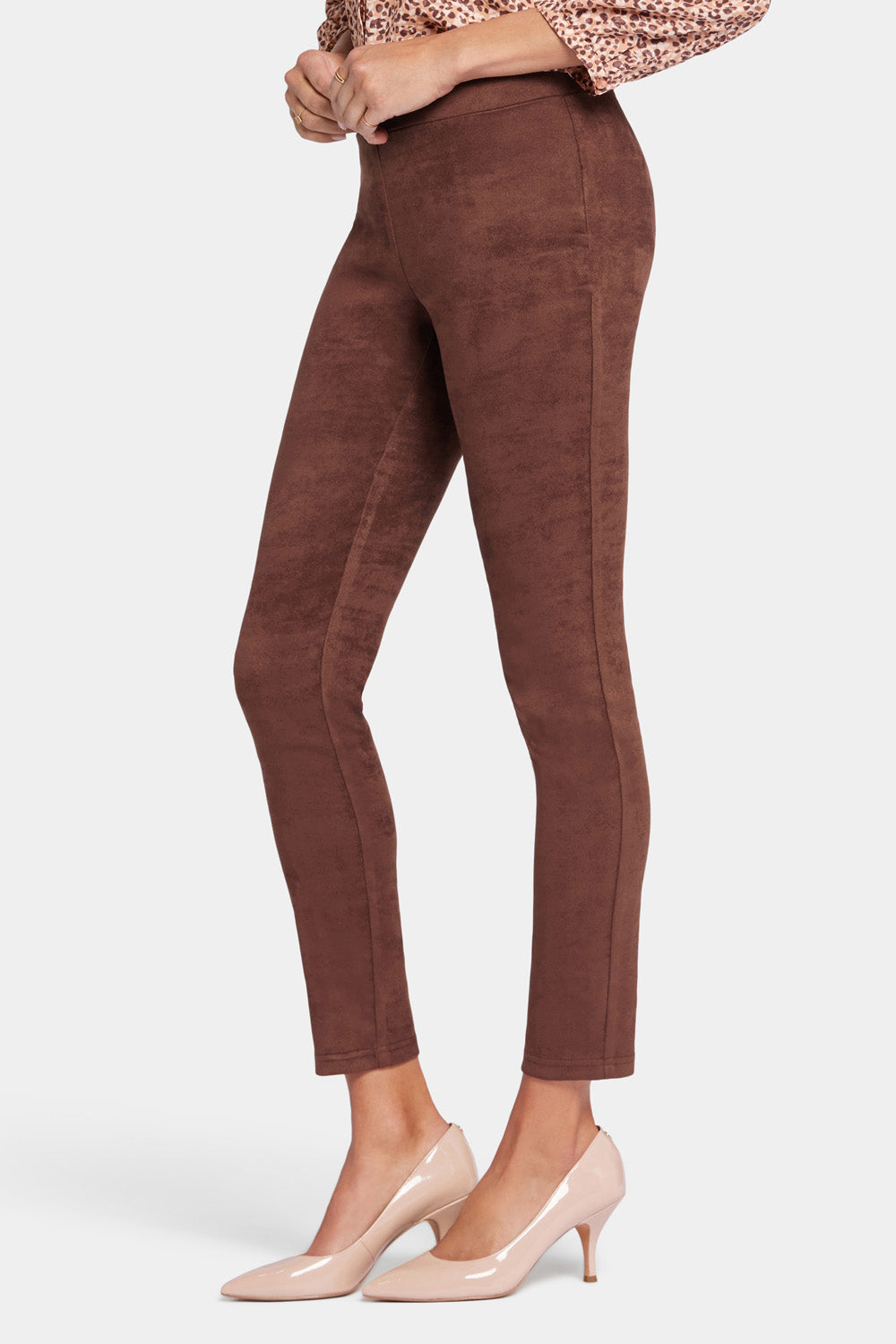 NYDJ Basic Legging Pants In Stretch Faux Suede - Dark Chocolate