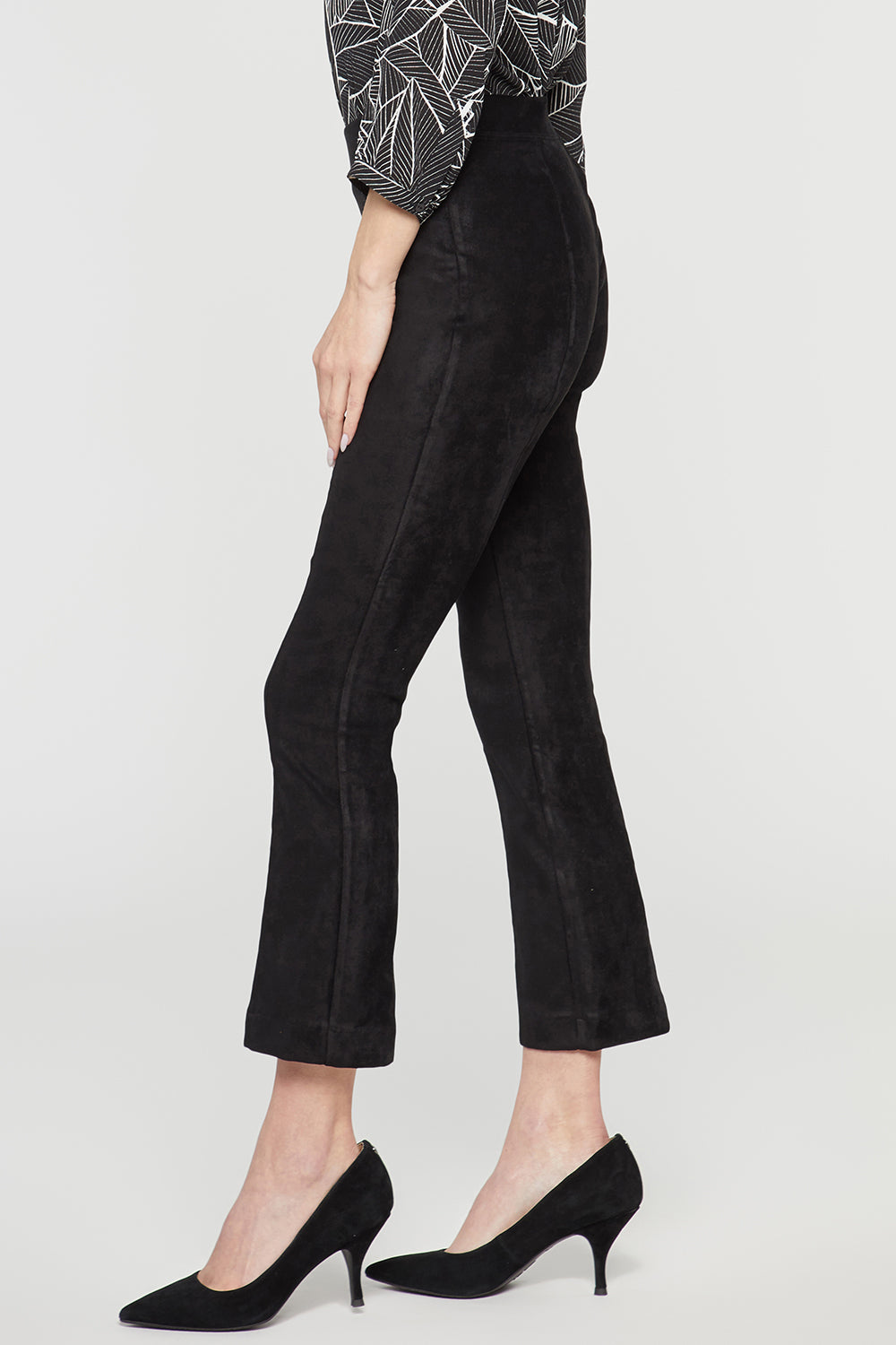 NYDJ Slim Bootcut Pull-On Pants In Stretch Faux Suede - Black