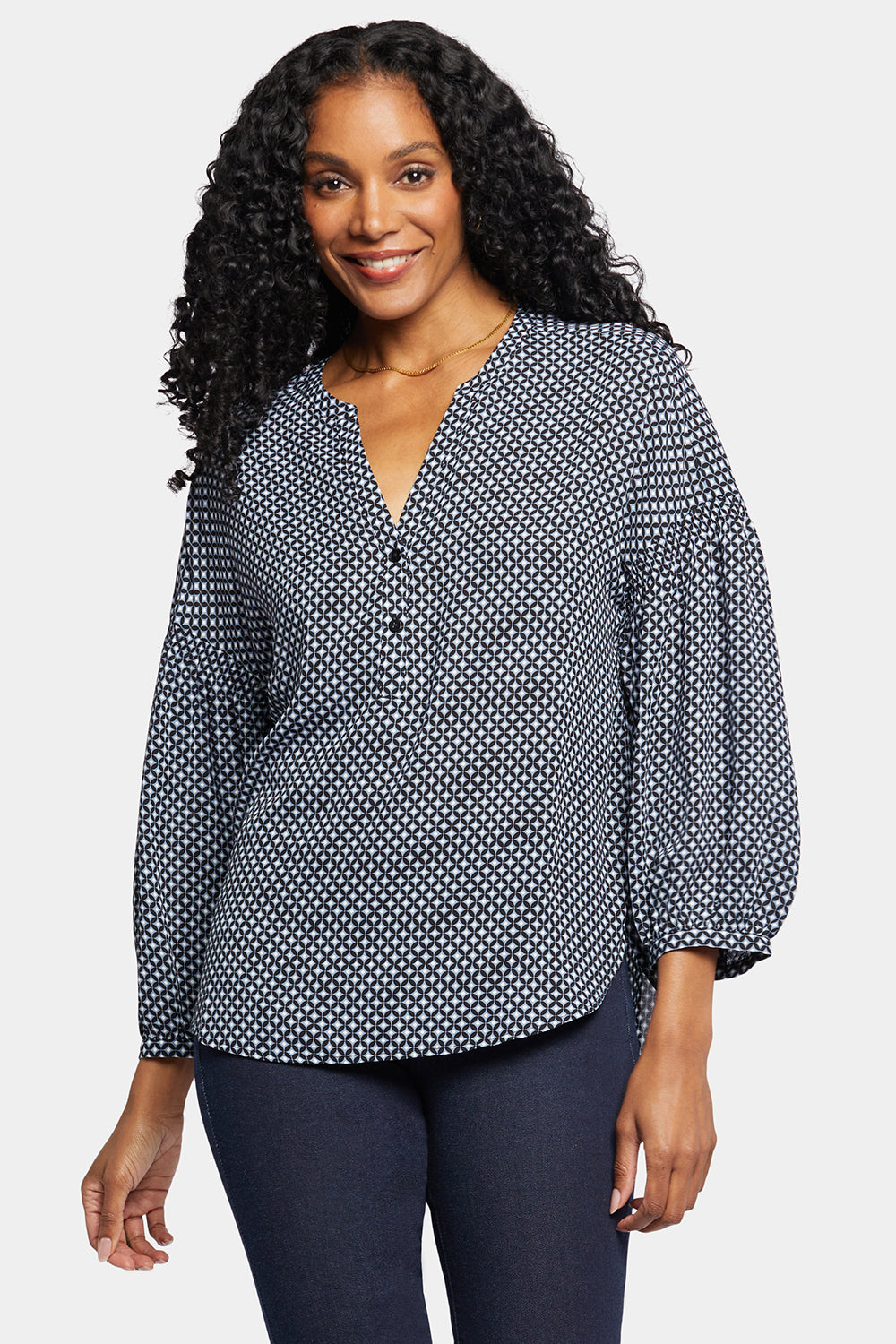 NYDJ Paulina Peasant Blouse  - Diamond Peak