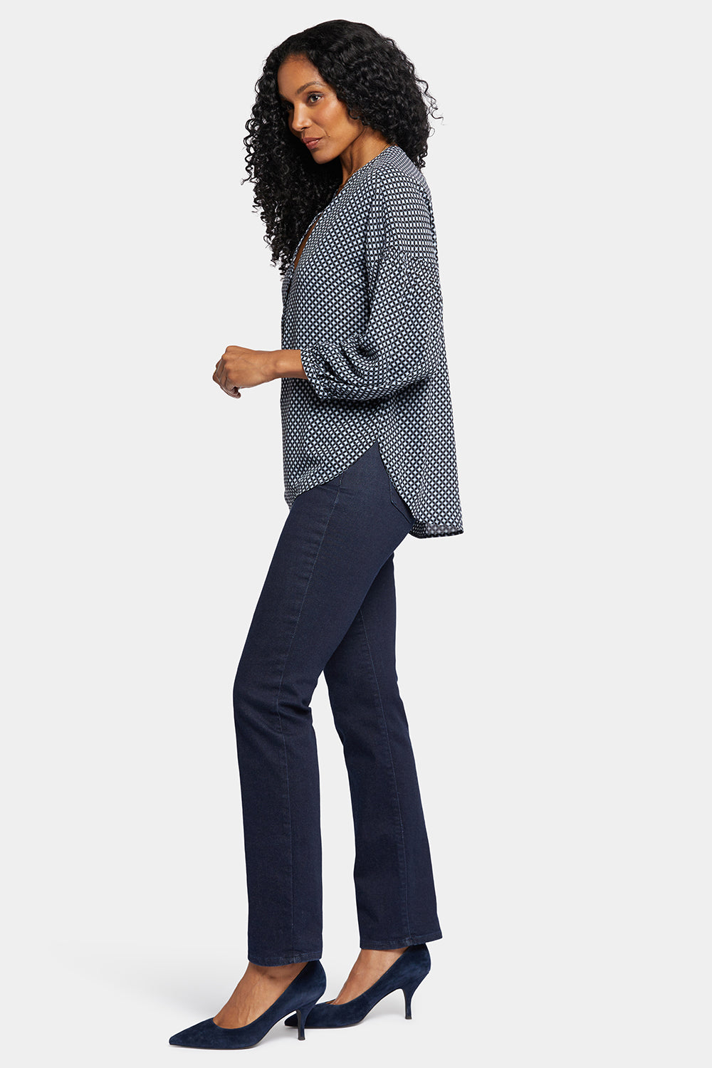 NYDJ Paulina Peasant Blouse  - Diamond Peak