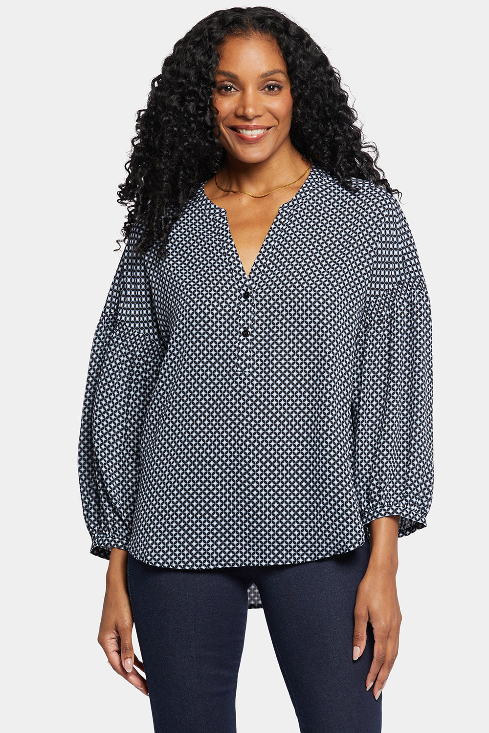 NYDJ Paulina Peasant Blouse  - Diamond Peak