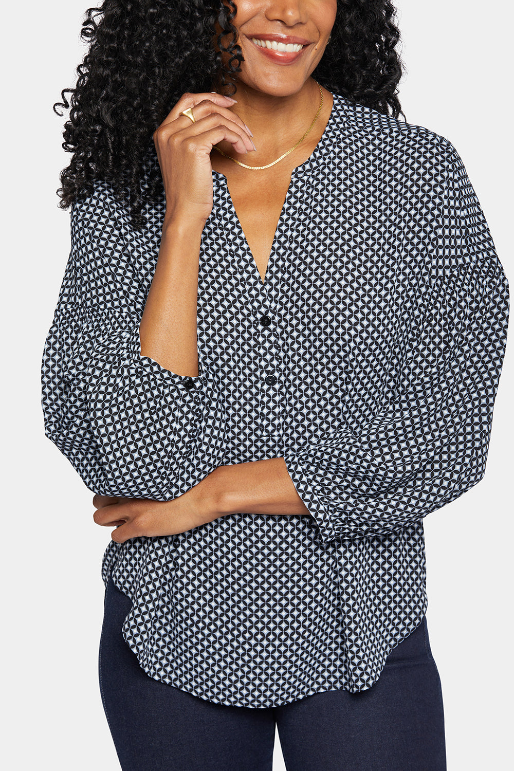 NYDJ Paulina Peasant Blouse  - Diamond Peak