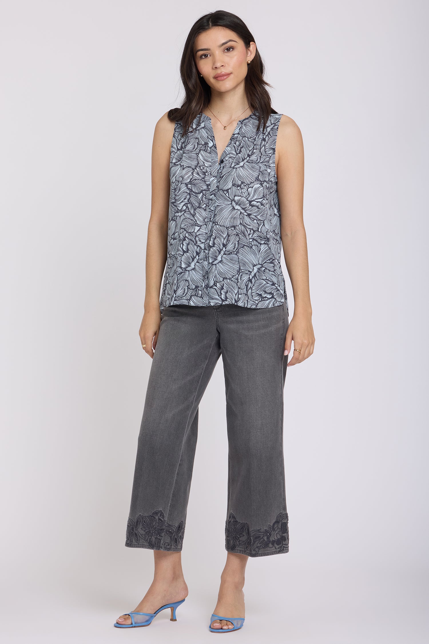 NYDJ Sleeveless Pintuck Blouse  - Aria Arabesque