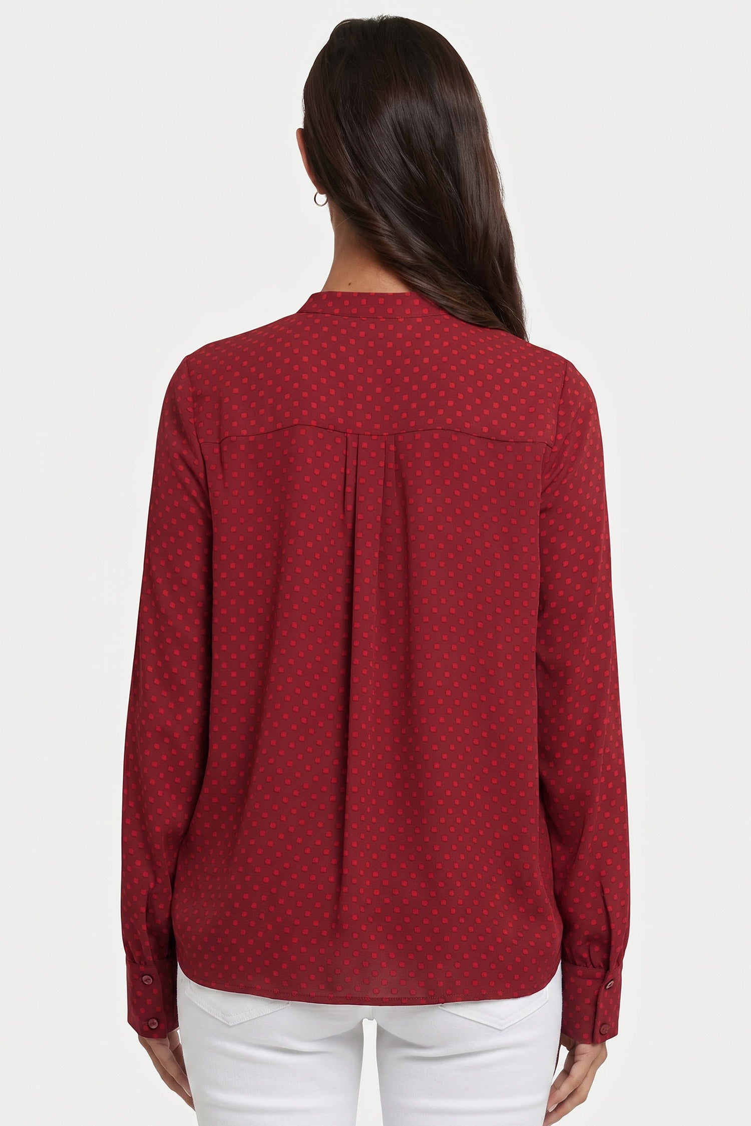 NYDJ Tie-Neck Blouse  - Claret Dots