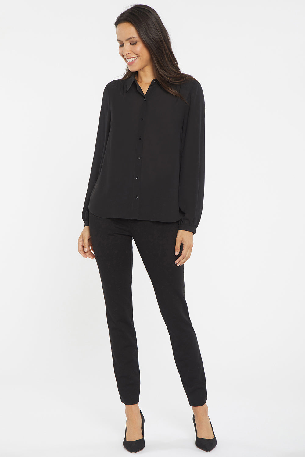 NYDJ Modern Blouse  - Black