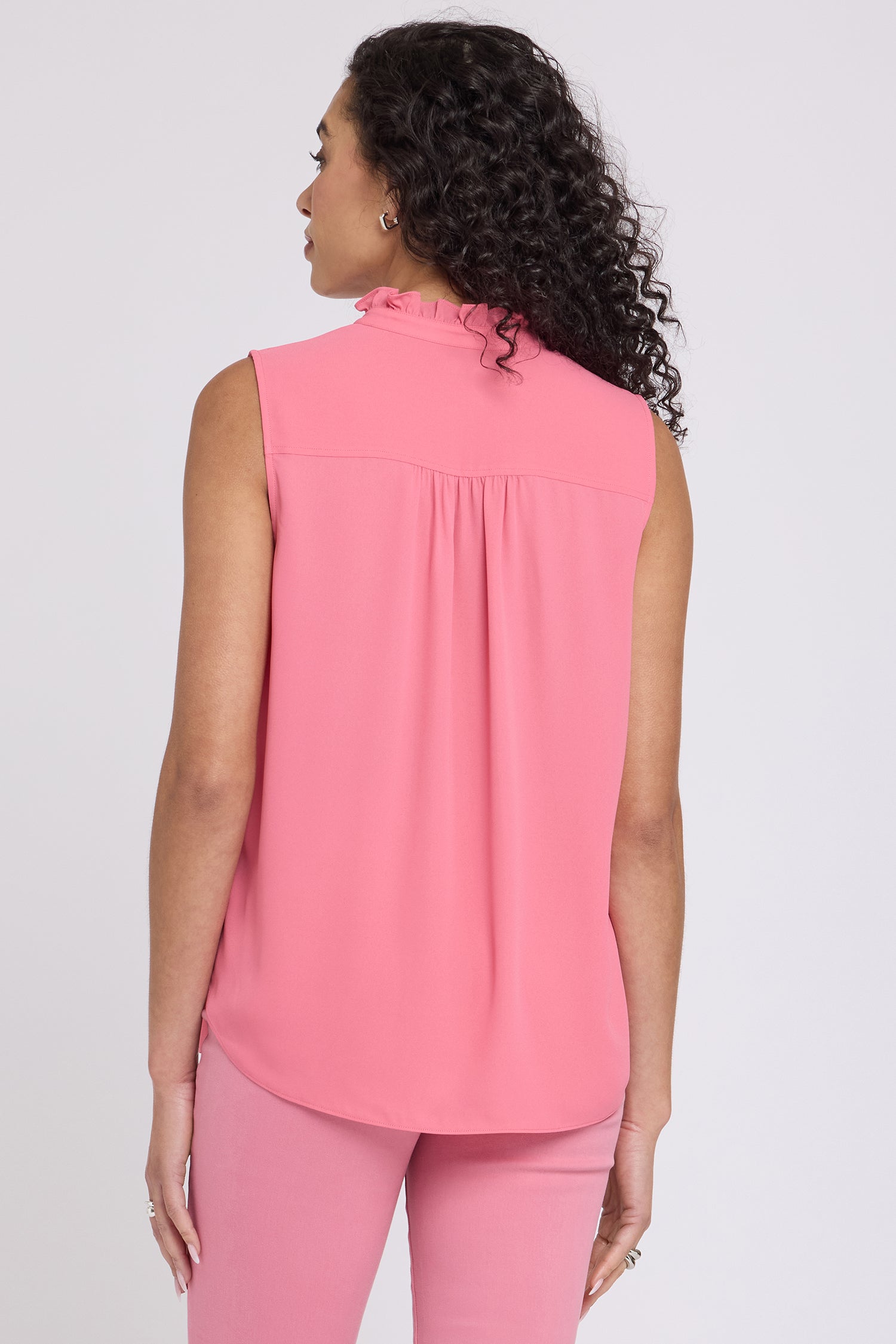 NYDJ Sleeveless Ruffle Neck Blouse  - Desert Rose