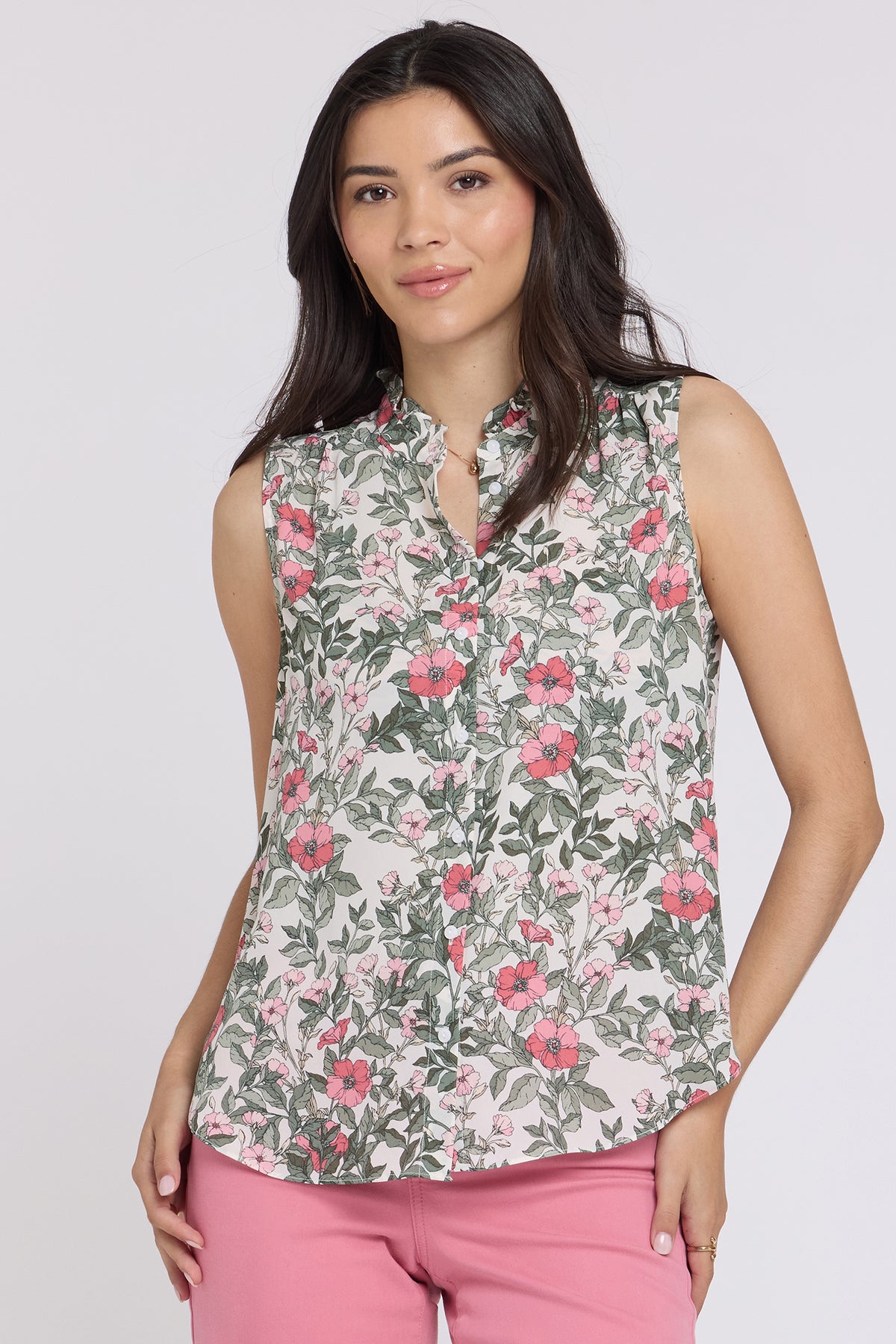 Sleeveless Ruffle Neck Blouse - Primrose Garden