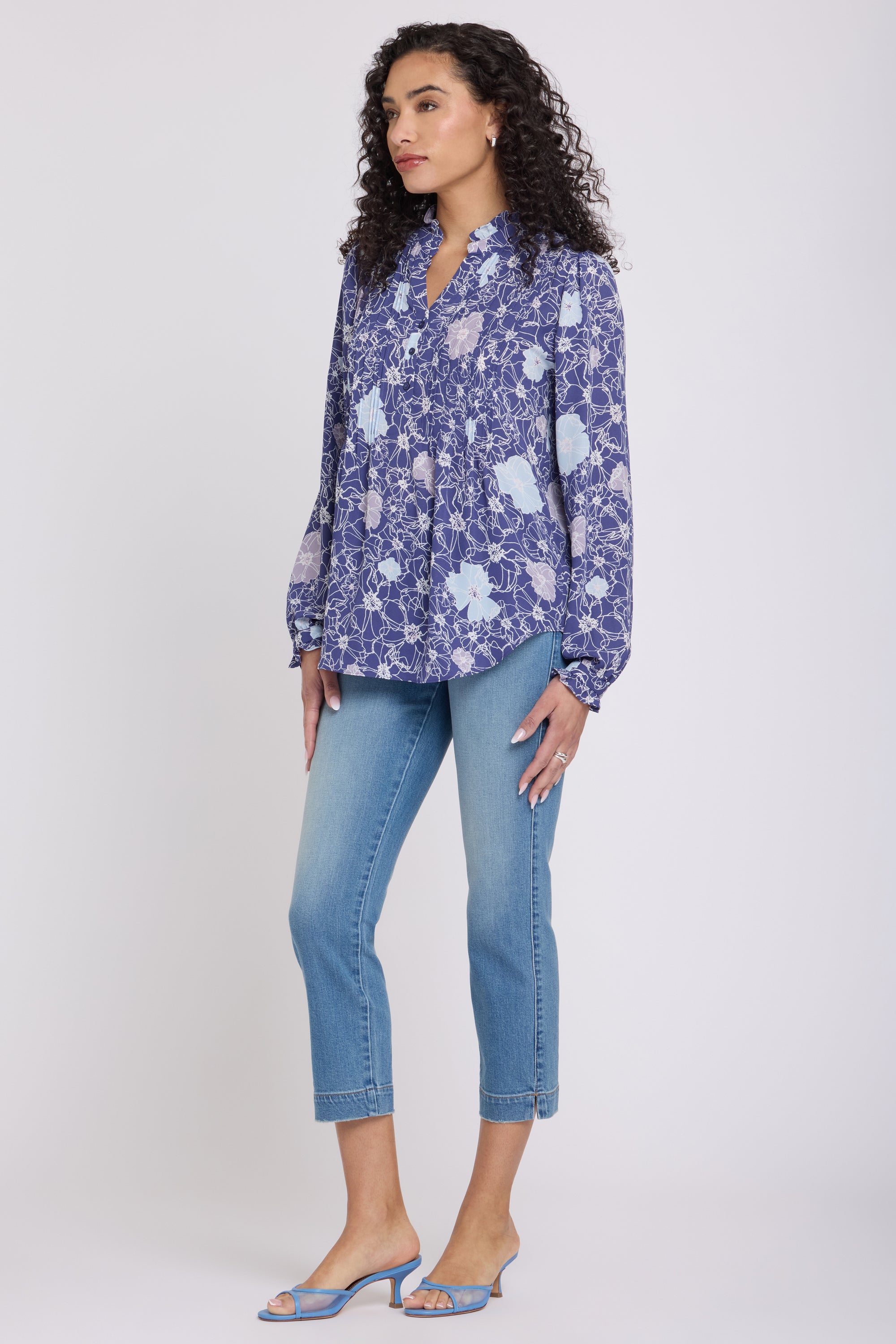 NYDJ Pleated Front Tunic  - Poppies at Dusk