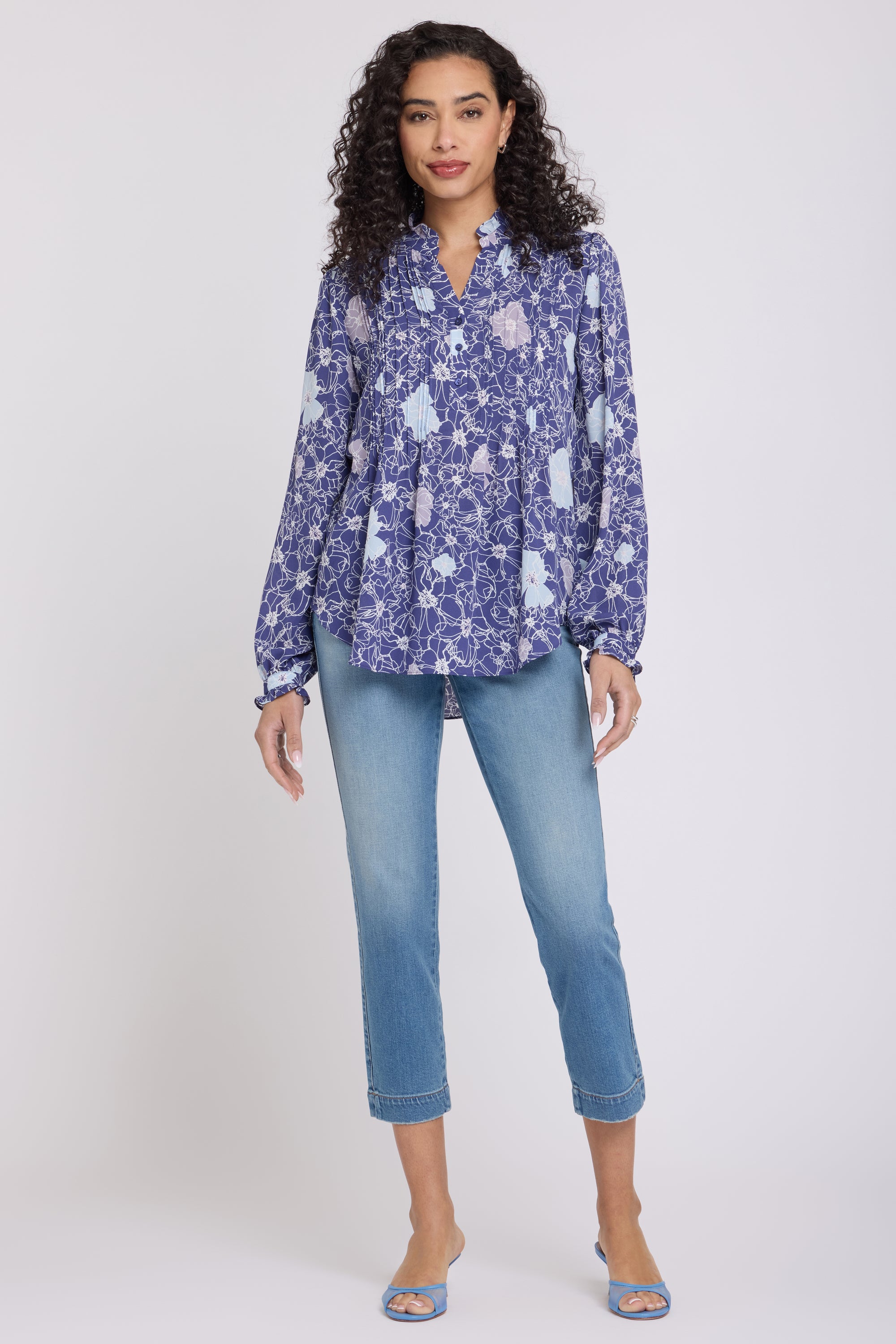 NYDJ Pleated Front Tunic  - Poppies at Dusk