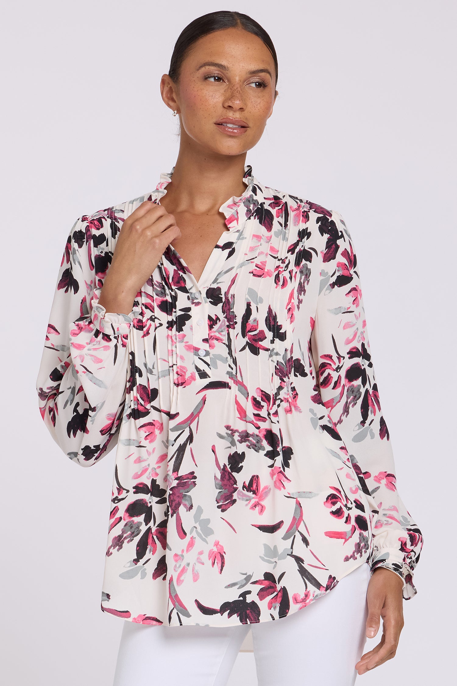NYDJ Pleated Front Tunic  - Starlight Garden