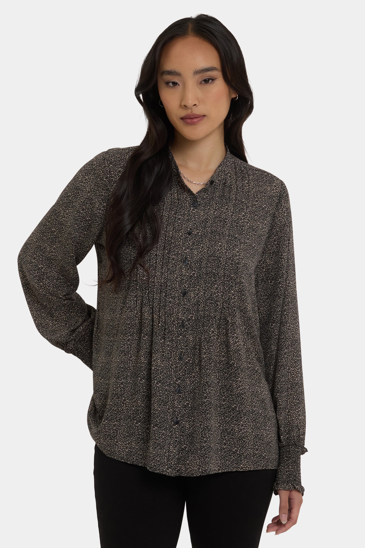 NYDJ Pleated Peasant Blouse  - Meadowlark