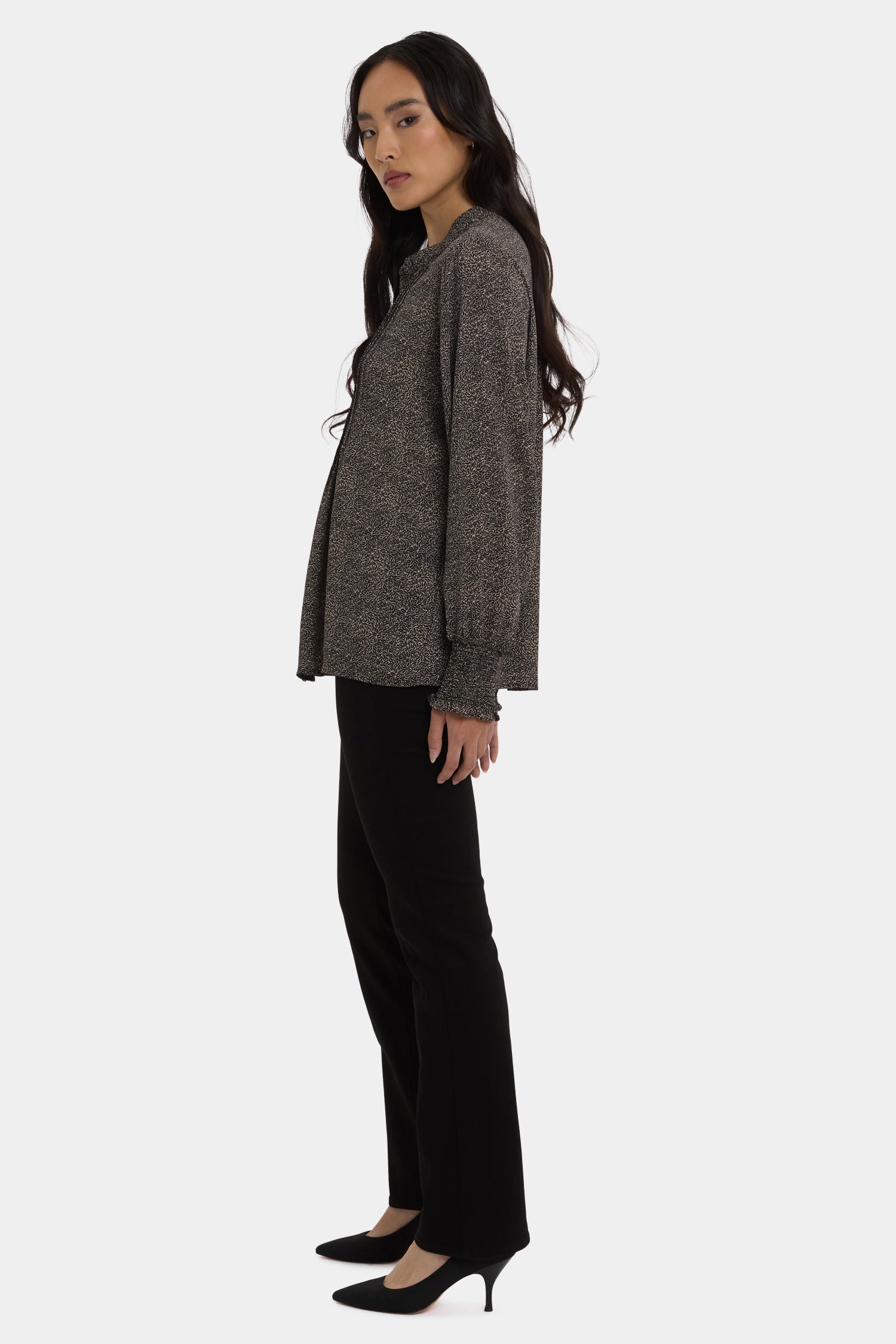 NYDJ Pleated Peasant Blouse  - Meadowlark