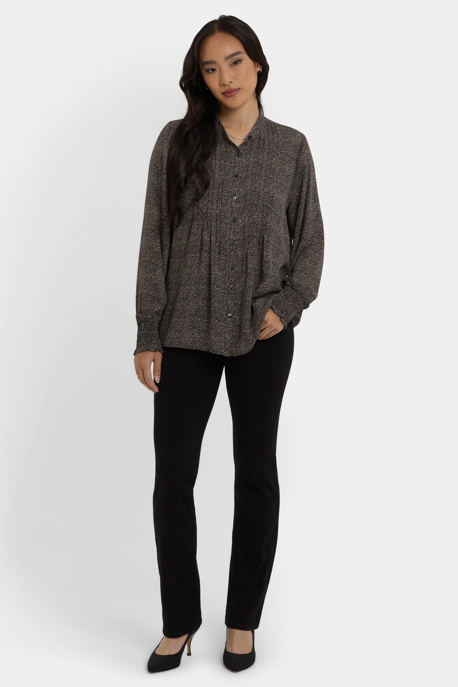NYDJ Pleated Peasant Blouse  - Meadowlark
