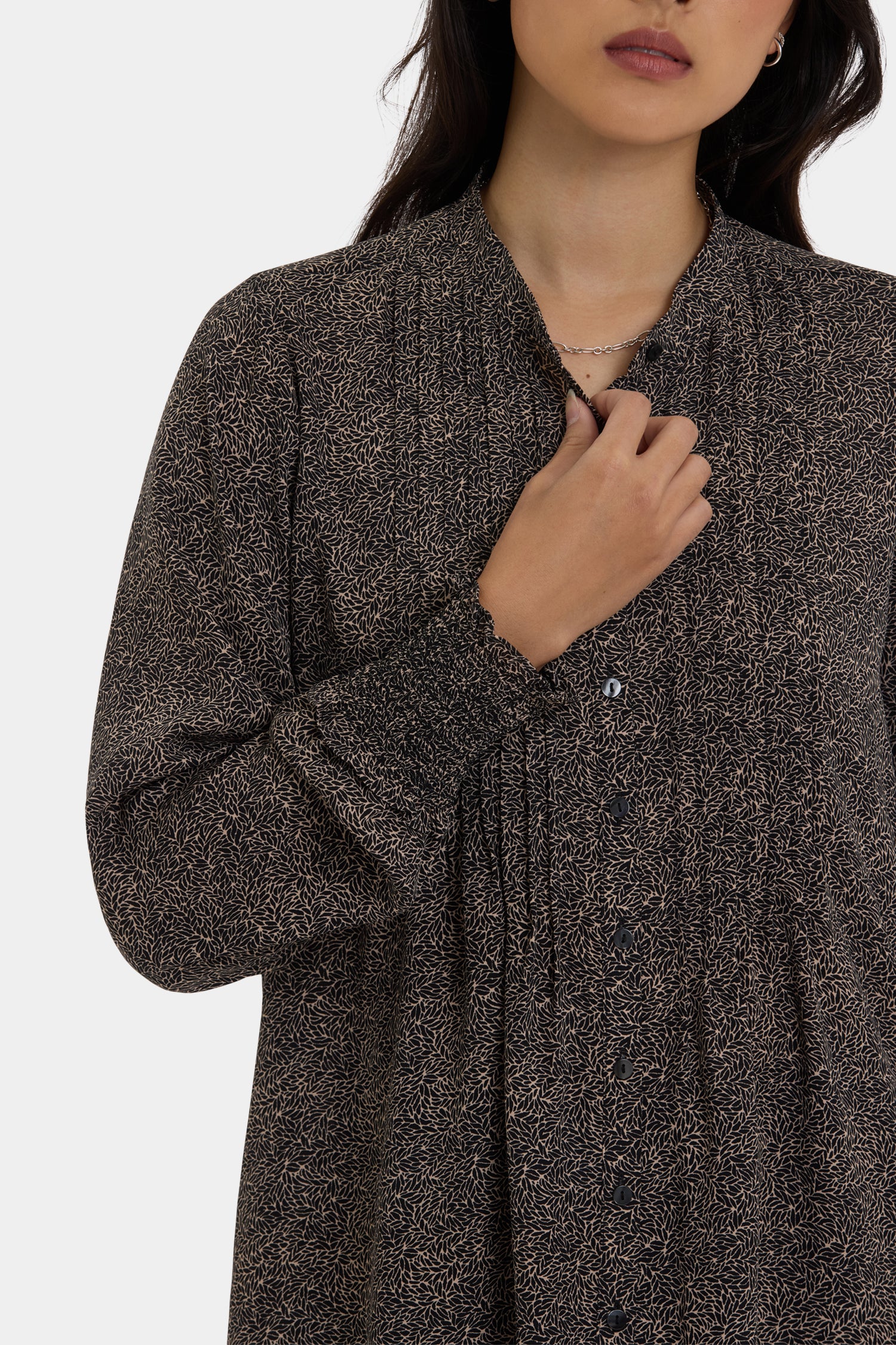 NYDJ Pleated Peasant Blouse  - Meadowlark