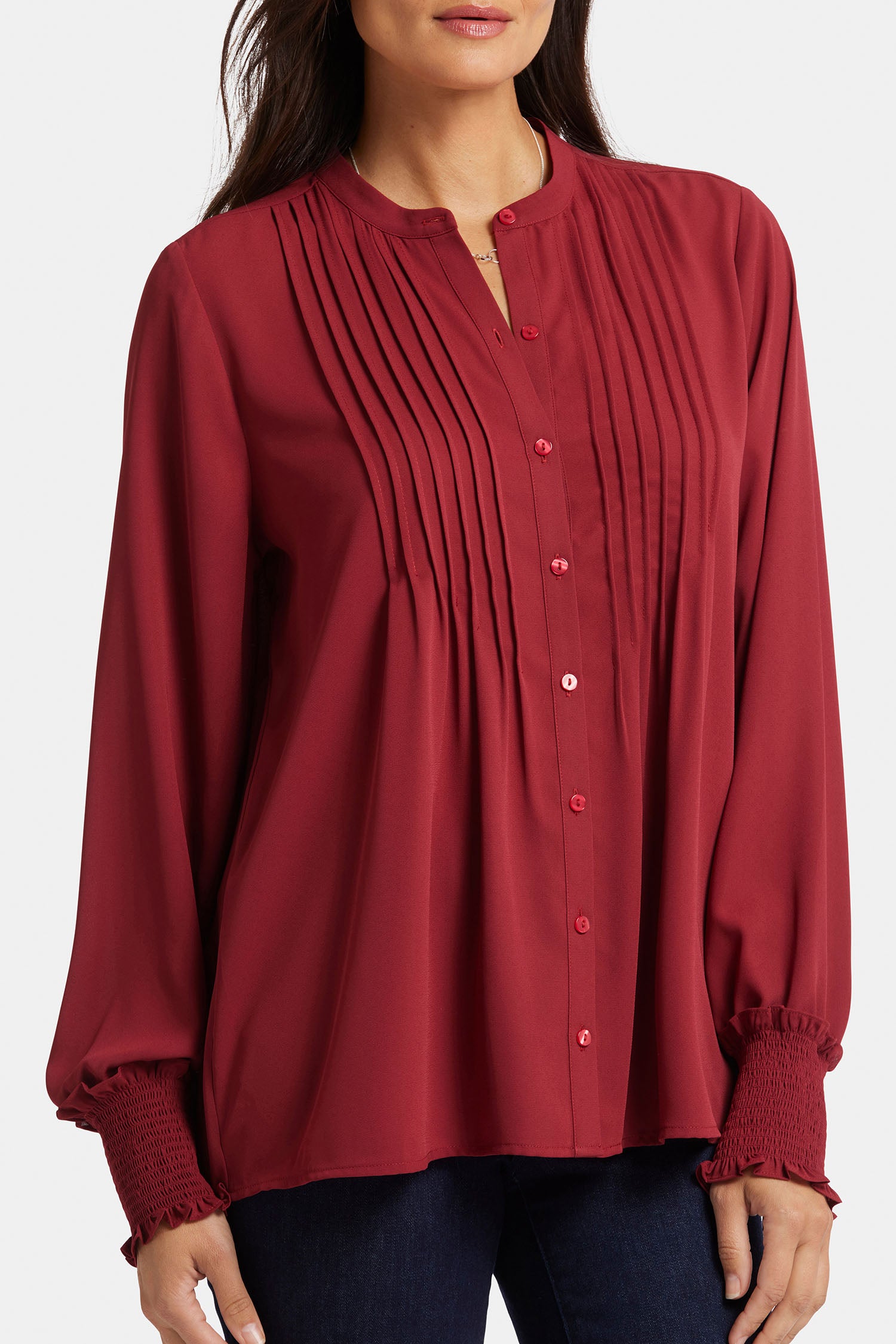 NYDJ Pleated Peasant Blouse  - Wild Currant