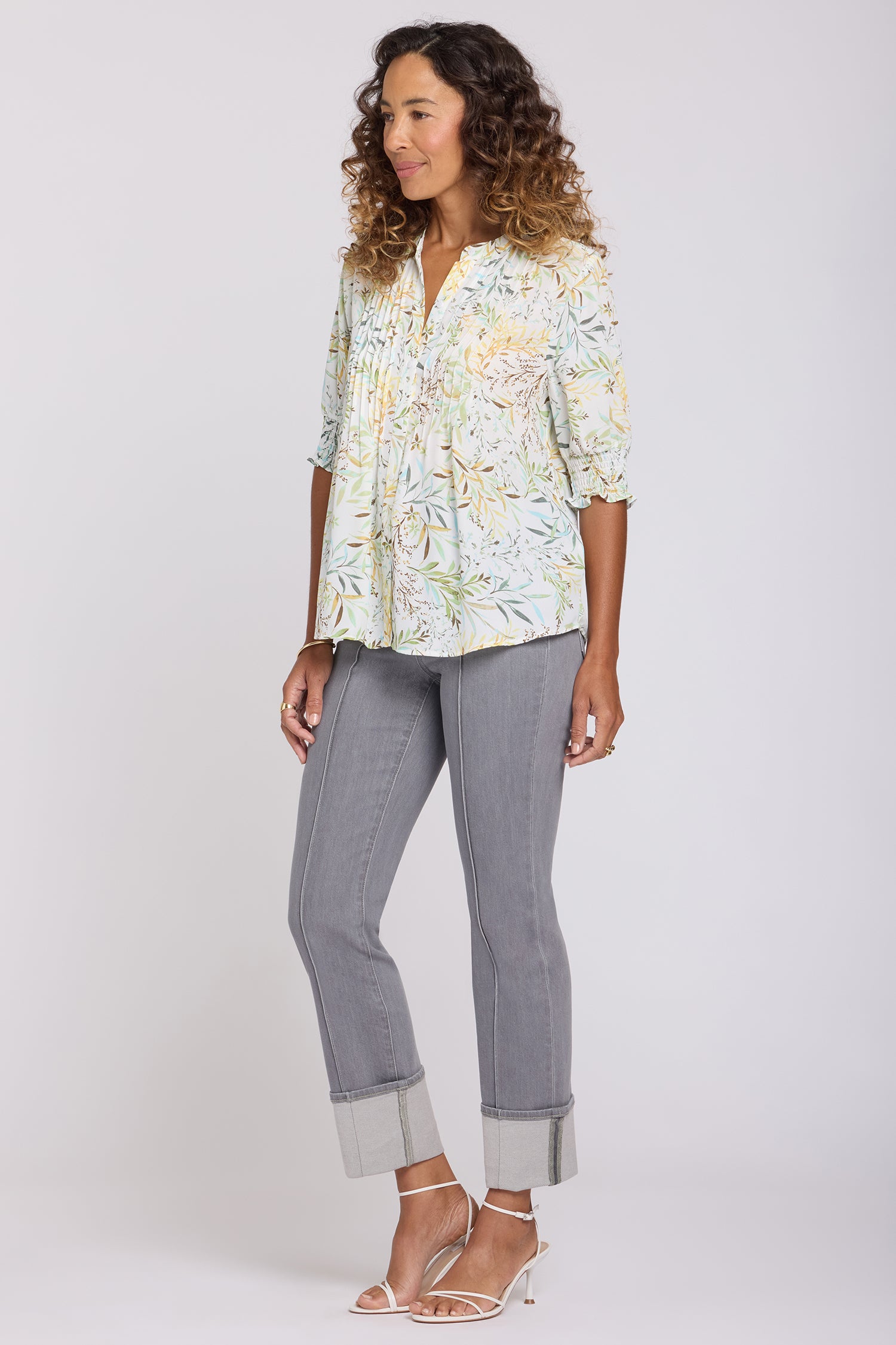 NYDJ Pleated Short Sleeved Blouse  - Chateau Jardin