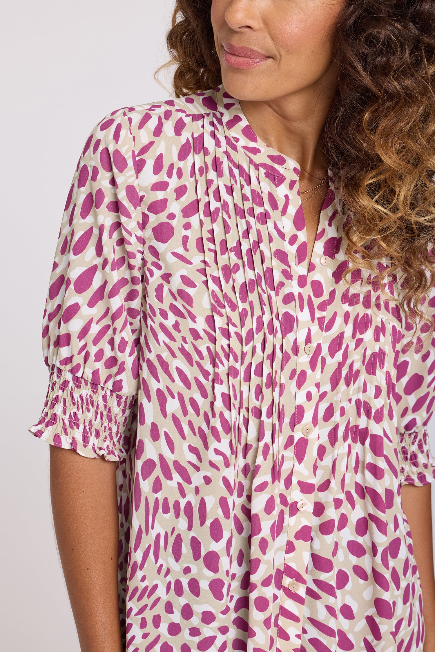 NYDJ Pleated Short Sleeved Blouse  - Sandcastles