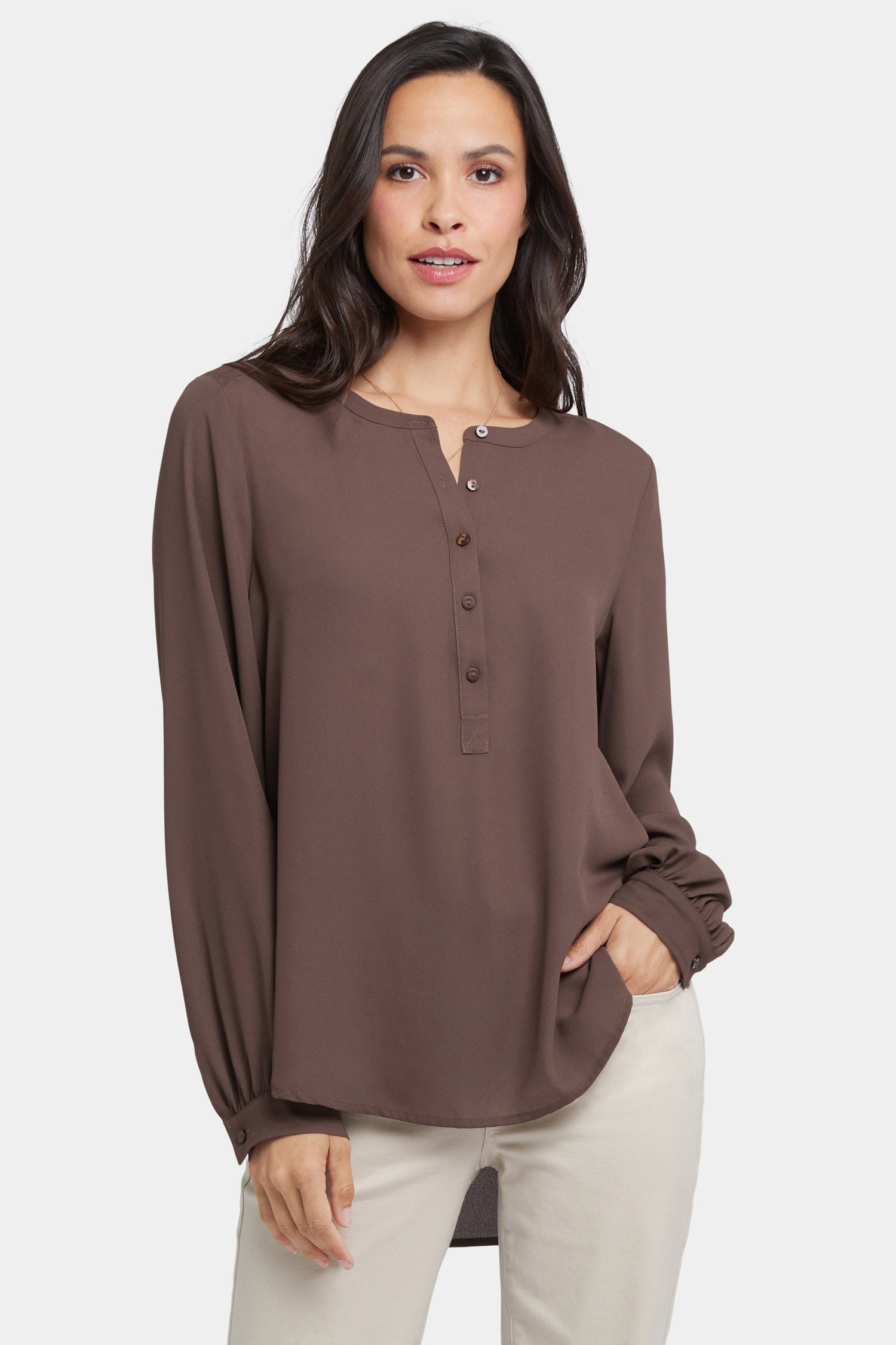 NYDJ Simone Blouse  - Coffee Bean