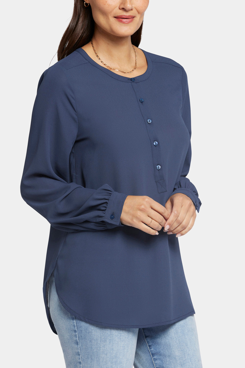 NYDJ Simone Blouse  - Oxford Navy