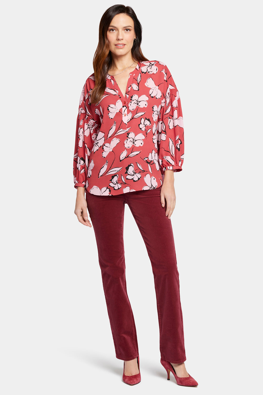 NYDJ Paulina Peasant Blouse  - Bountiful