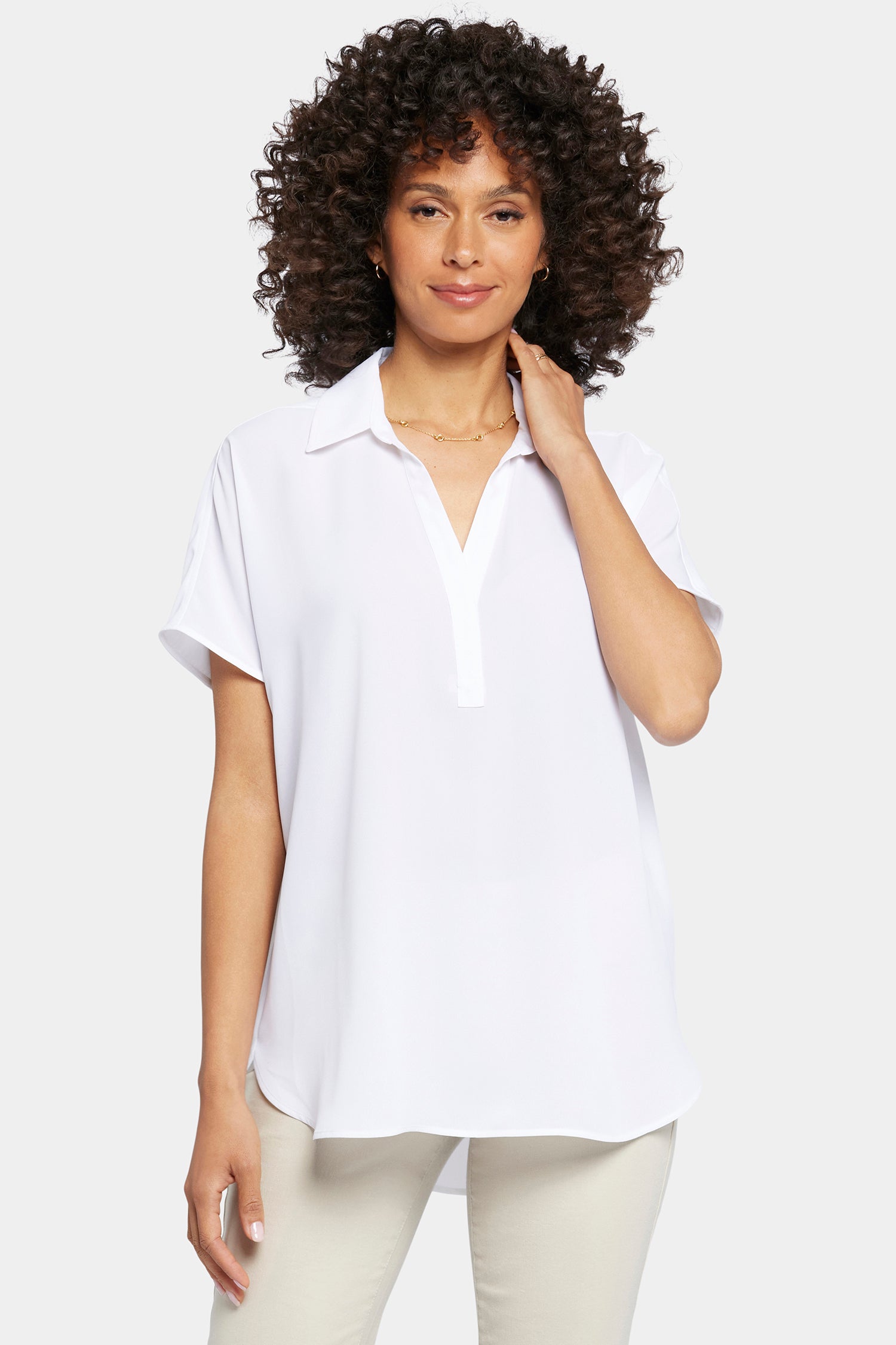 NYDJ Becky Short Sleeved Blouse  - Optic White