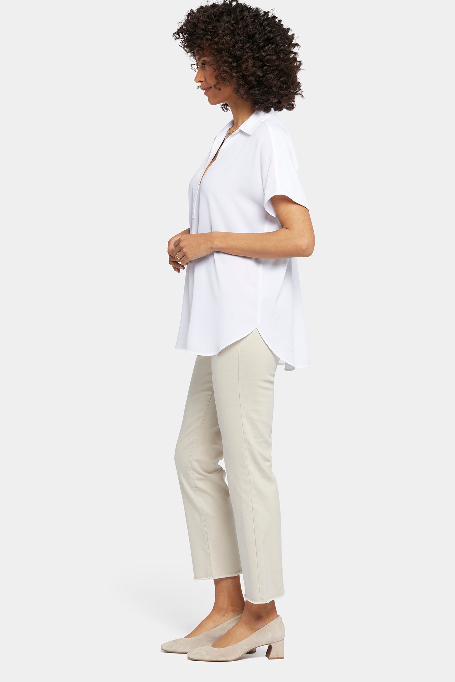 NYDJ Becky Short Sleeved Blouse  - Optic White