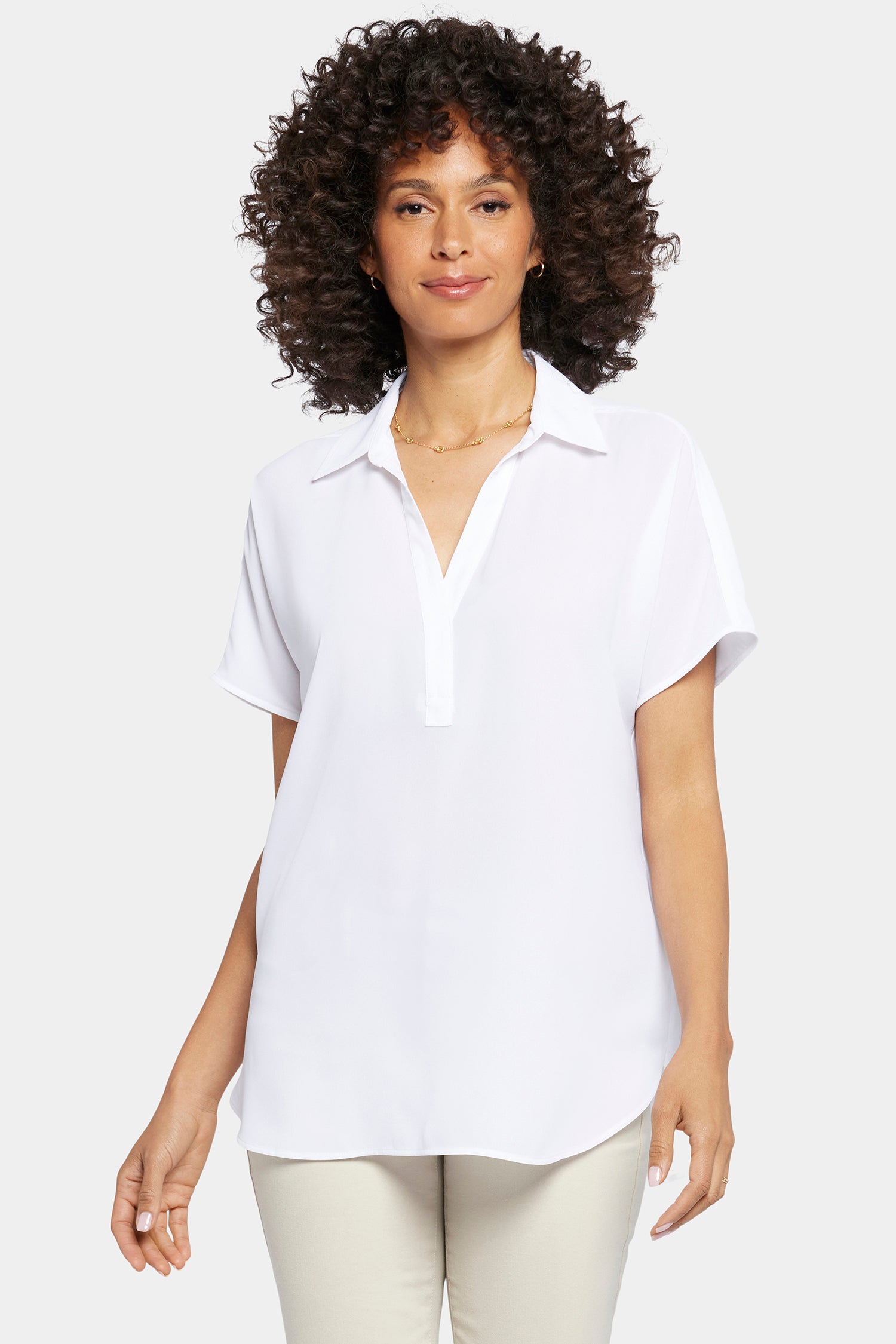 NYDJ Becky Short Sleeved Blouse  - Optic White