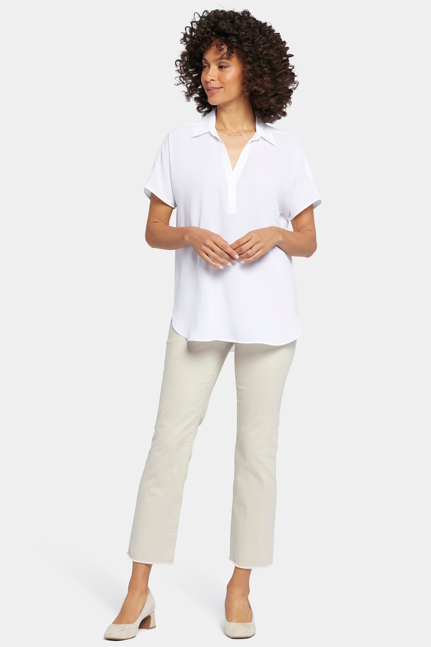 NYDJ Becky Short Sleeved Blouse  - Optic White
