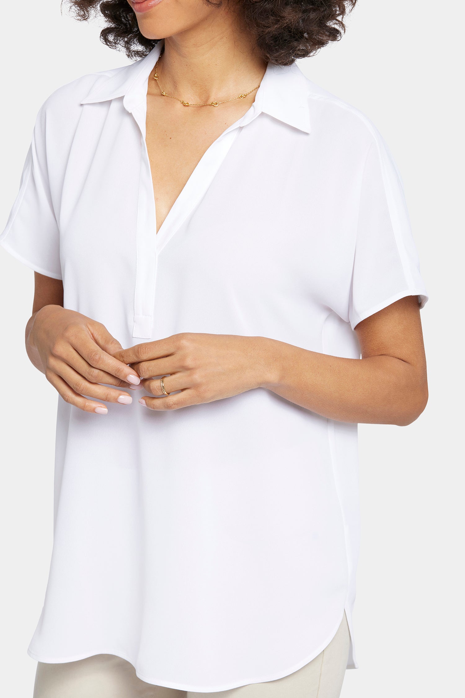 NYDJ Becky Short Sleeved Blouse  - Optic White