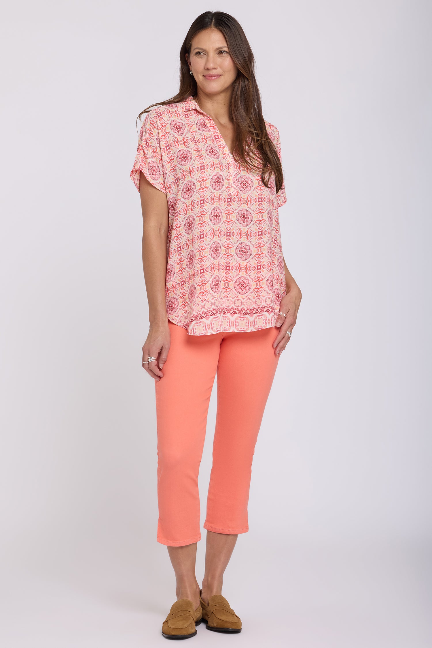 NYDJ Becky Short Sleeved Blouse  - The Paloma