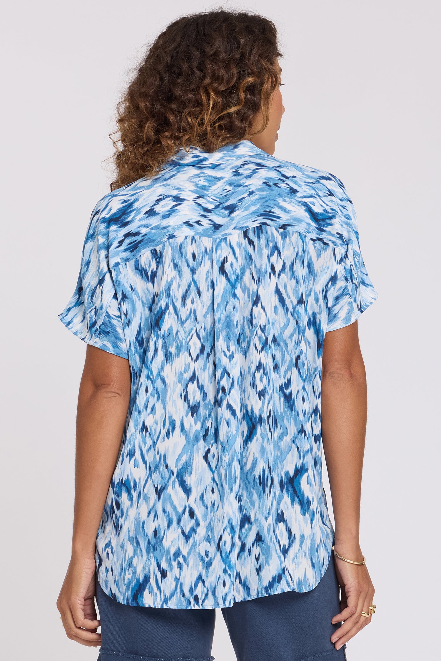 NYDJ Becky Short Sleeved Blouse  - Blue Visions