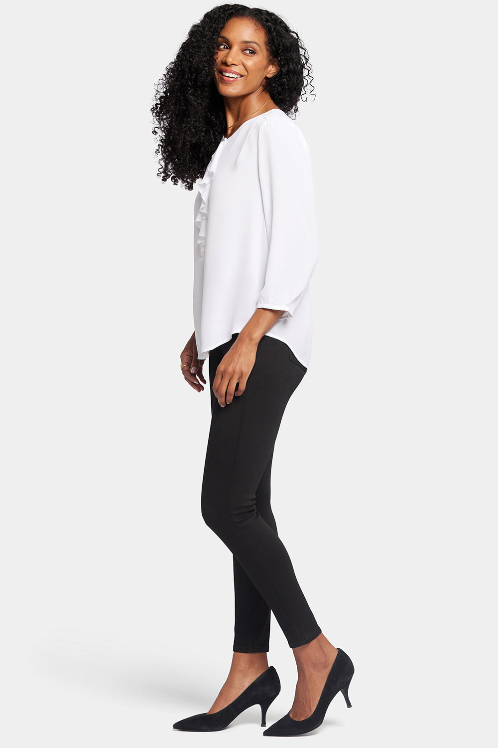 NYDJ Flounce Front Blouse  - Optic White