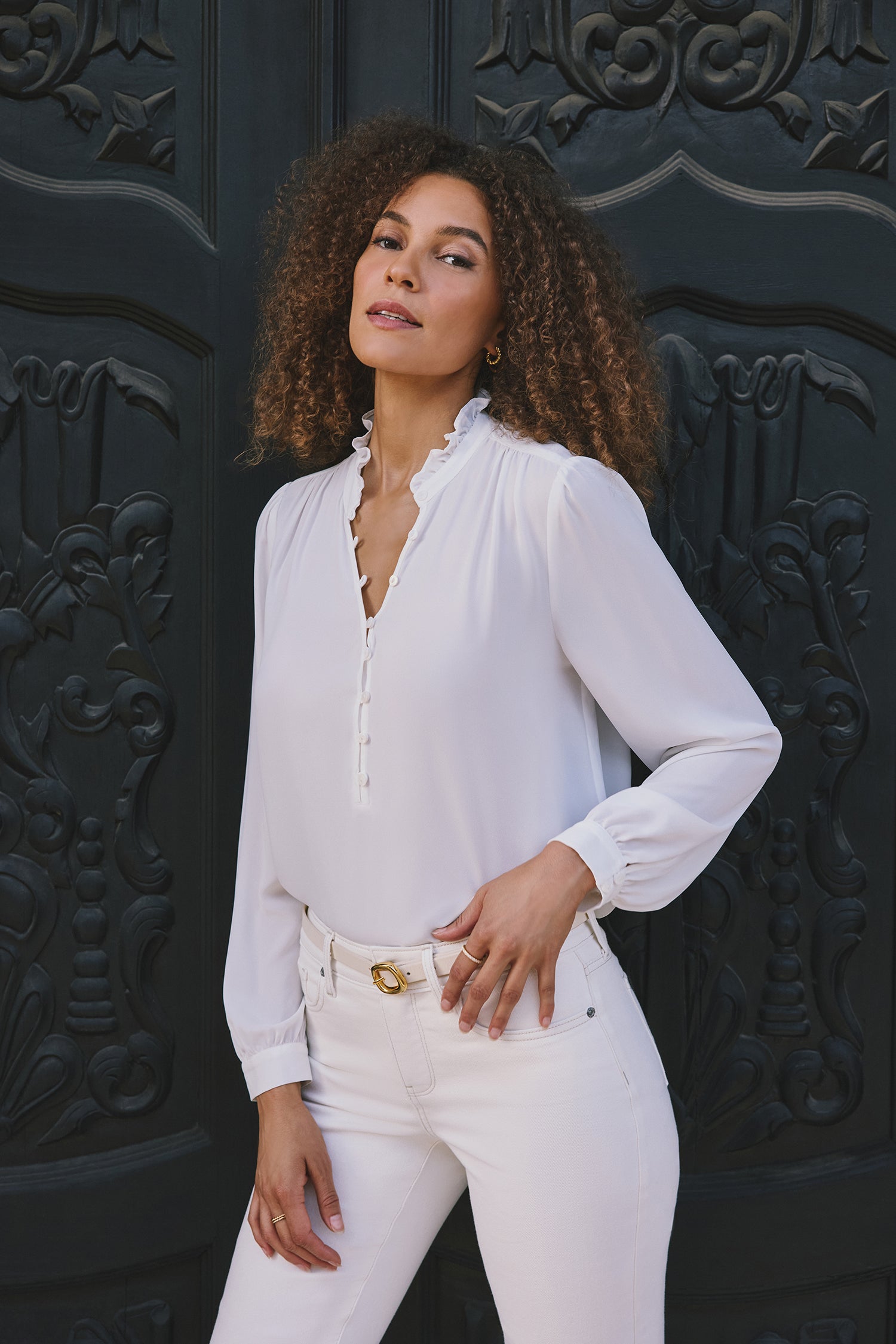NYDJ Hannah Blouse  - Optic White