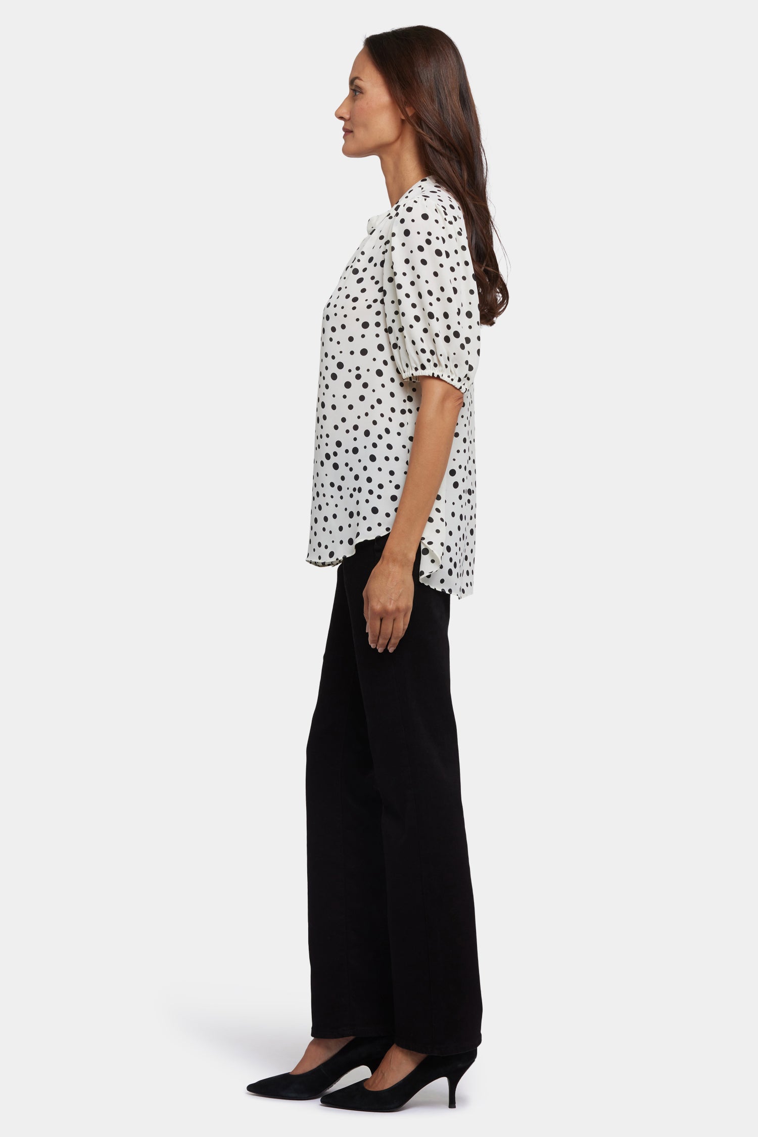 NYDJ Short Puff Sleeved Popover Top  - Josephine Dots