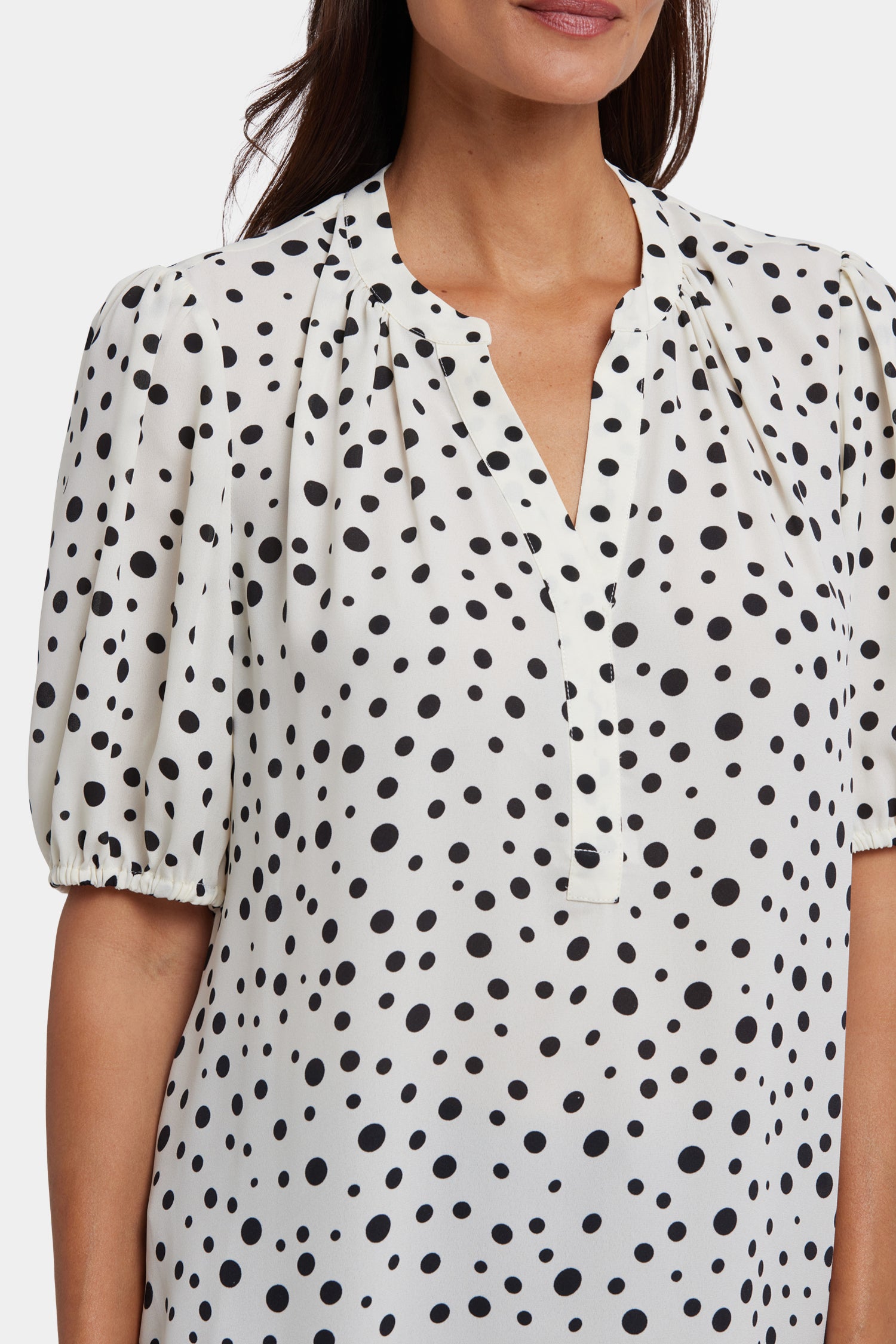 NYDJ Short Puff Sleeved Popover Top  - Josephine Dots
