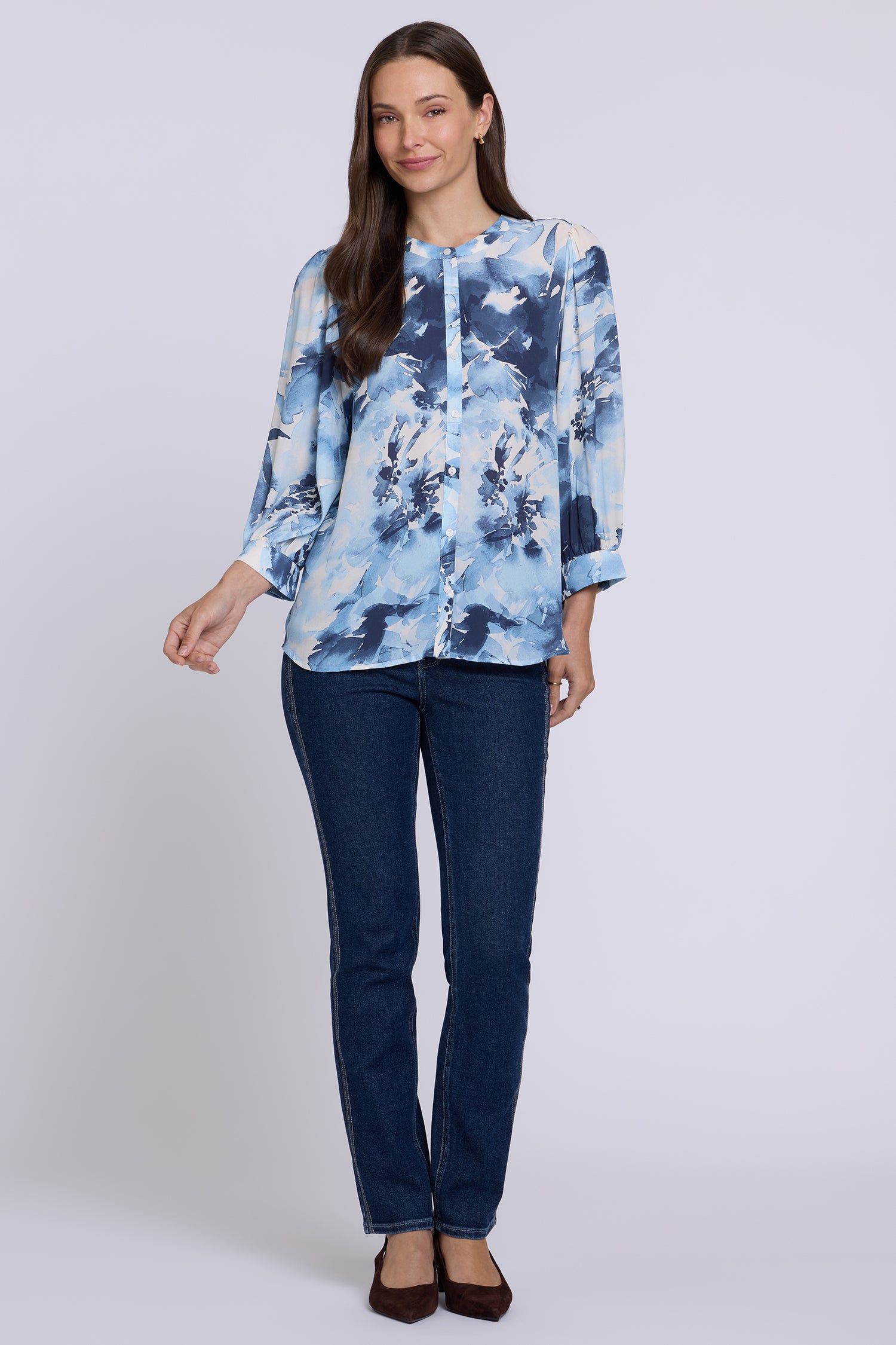 NYDJ Bonnie Blouse  - Lily Garden Indigo