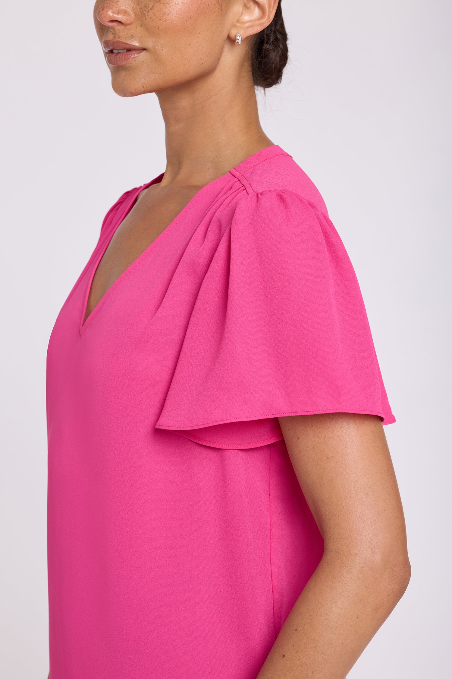 NYDJ Pleated Flutter Sleeved Blouse  - Pink Heart