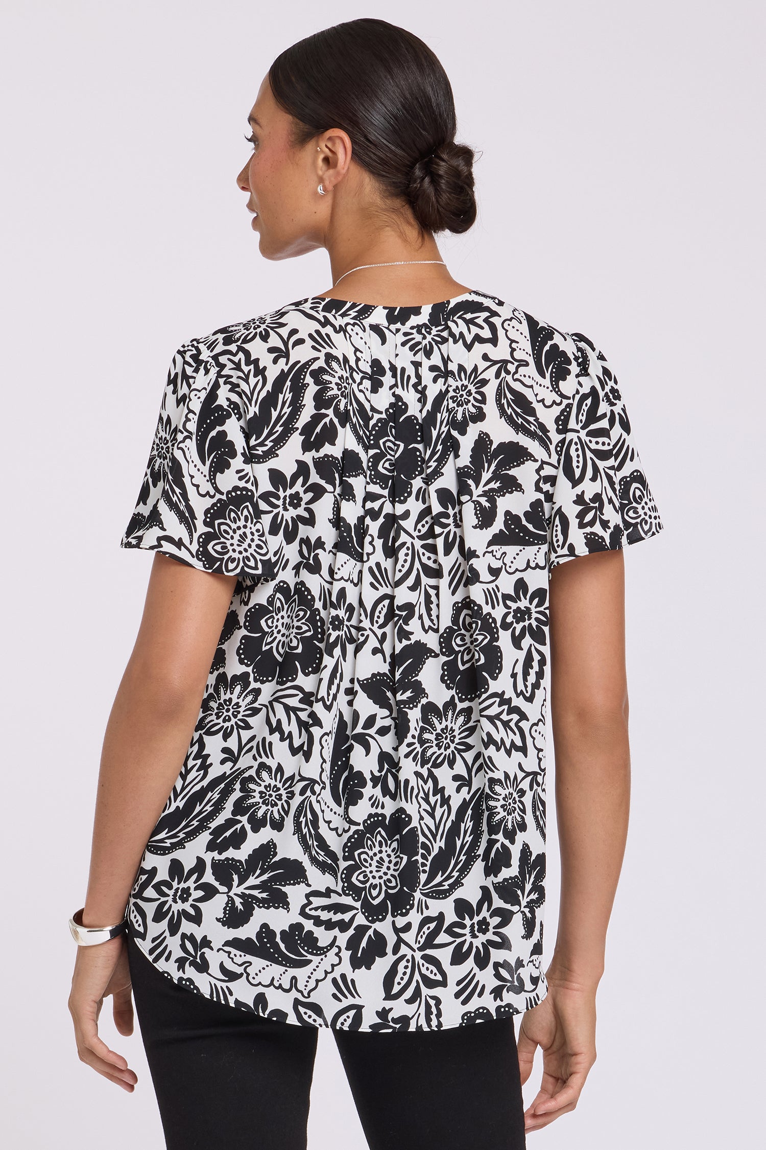 NYDJ Pleated Flutter Sleeved Blouse  - Palm Royale